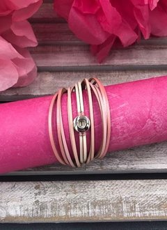 Gradiated Pink Snap Mini Layered Wrap Bracelet