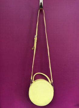 Solid Round Shape with Single Handle and Shoulder Strap Bag in Yellow