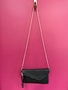 Solid Flap Over Envelope Clutch with Strap in Black