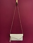 Solid Flap Over Envelope Clutch with Strap in Beige