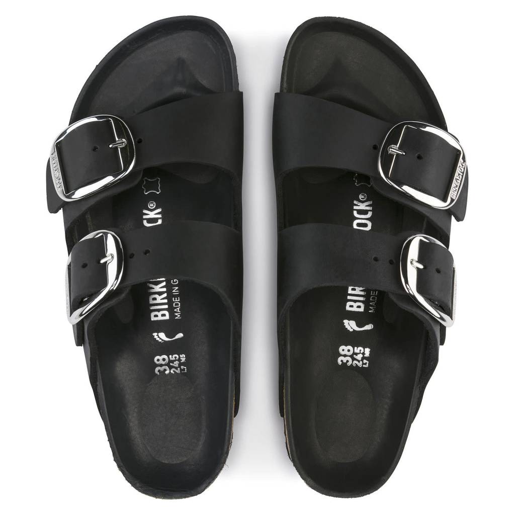 Birkenstock Birkenstock Arizona Big Buckle Oiled Leather (Femmes - Étroit) - Black/Silver