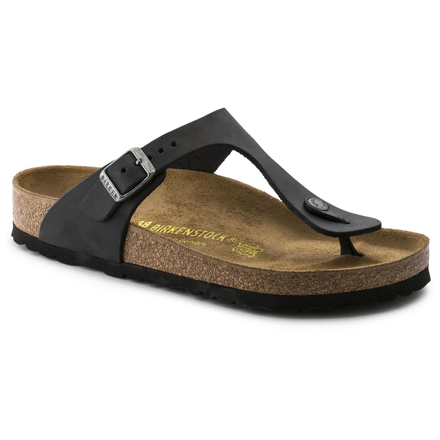 Birkenstock Birkenstock Gizeh en Cuir Huilé (Femmes - Régulier) - Black