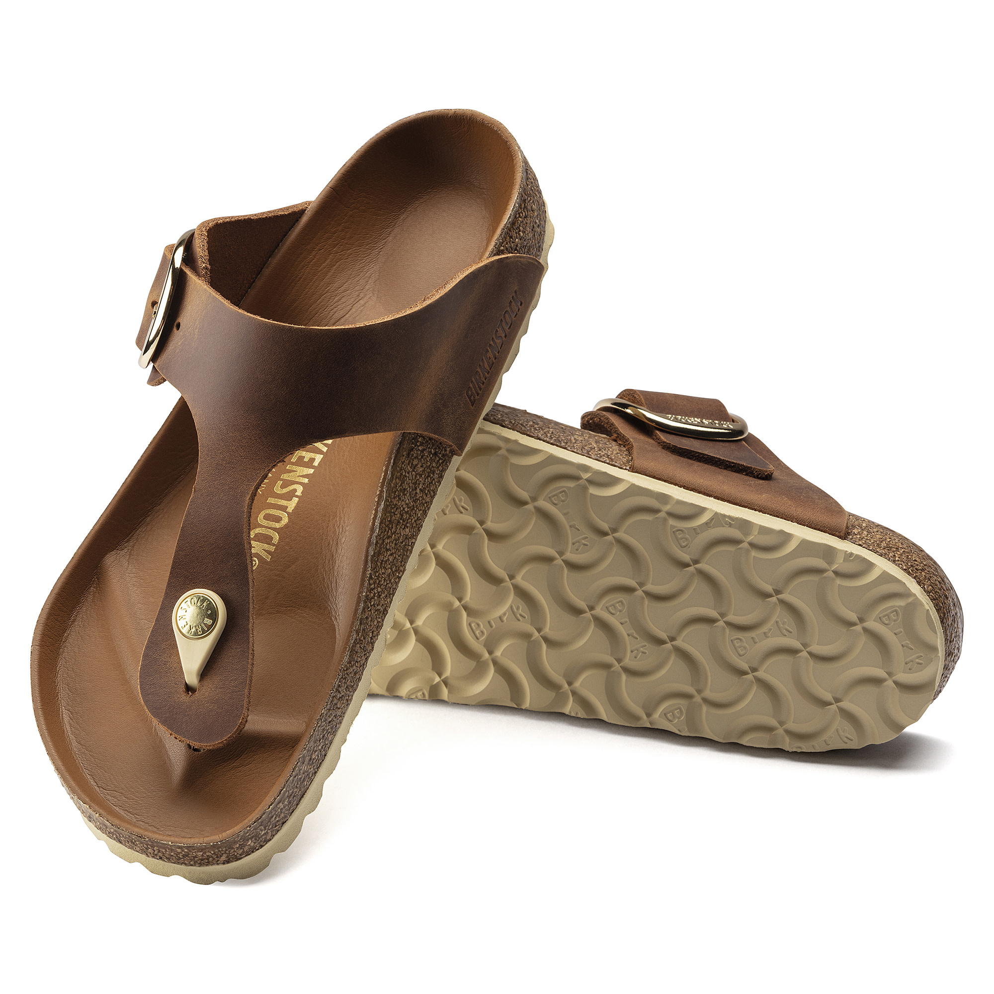 Birkenstock Birkenstock Gizeh Big Buckle Oiled Leather (Femmes - Régulier) - Cognac