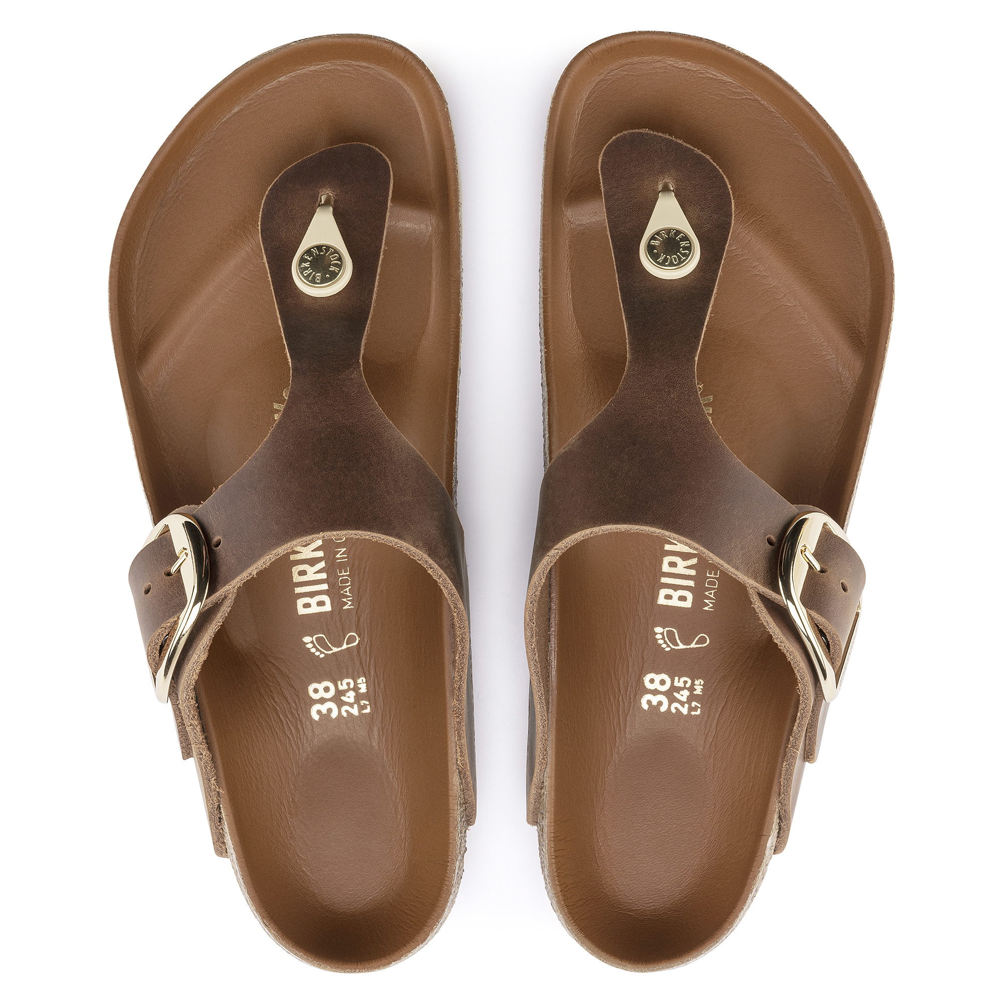 Birkenstock Birkenstock Gizeh Big Buckle Oiled Leather (Women - Regular) - Cognac