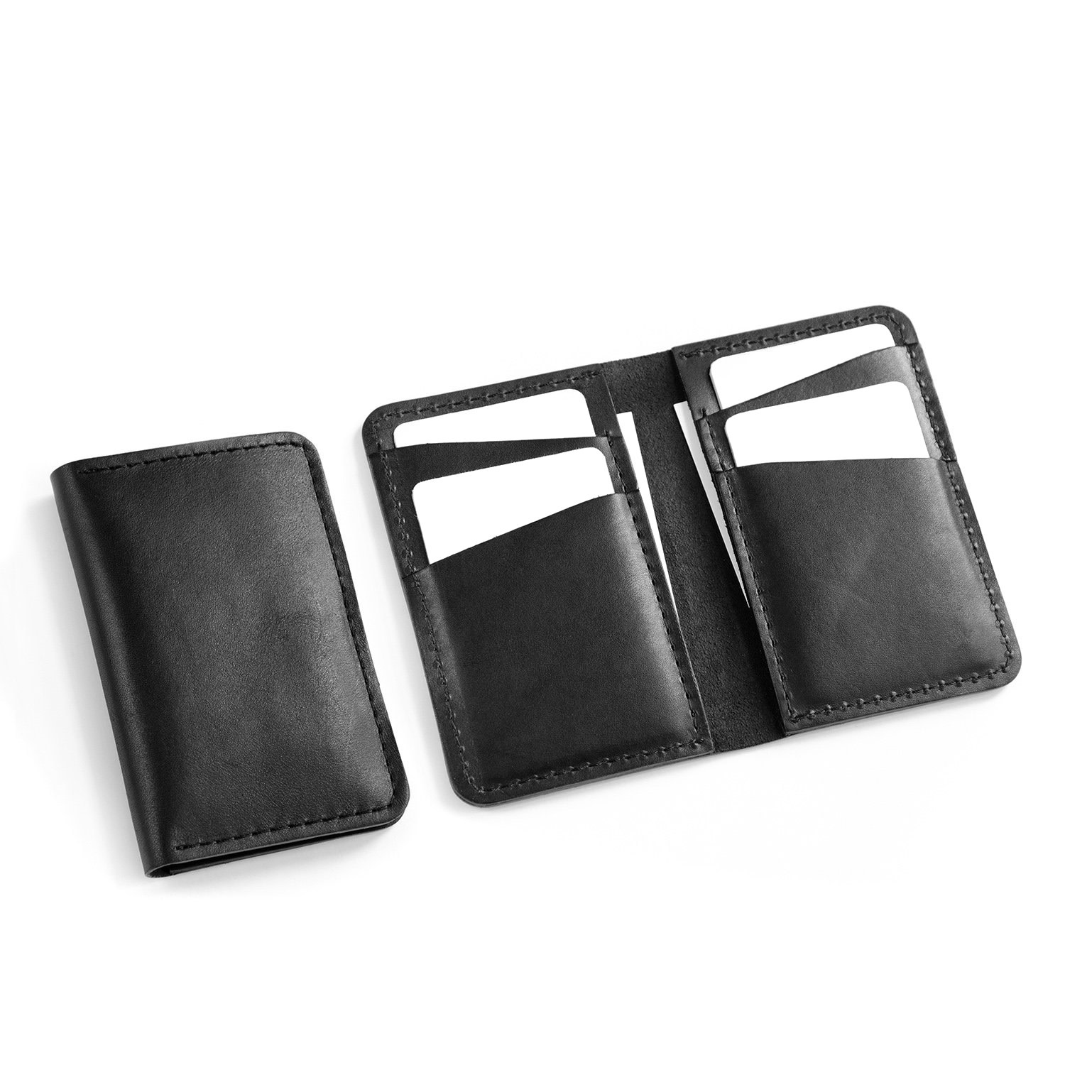 Fab Fab - Vertical leather wallet - Black