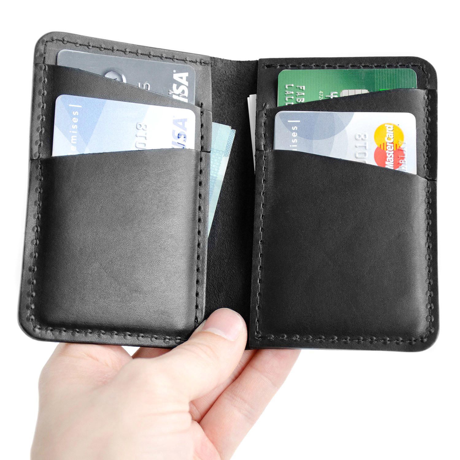 Fab Fab - Vertical leather wallet - Black