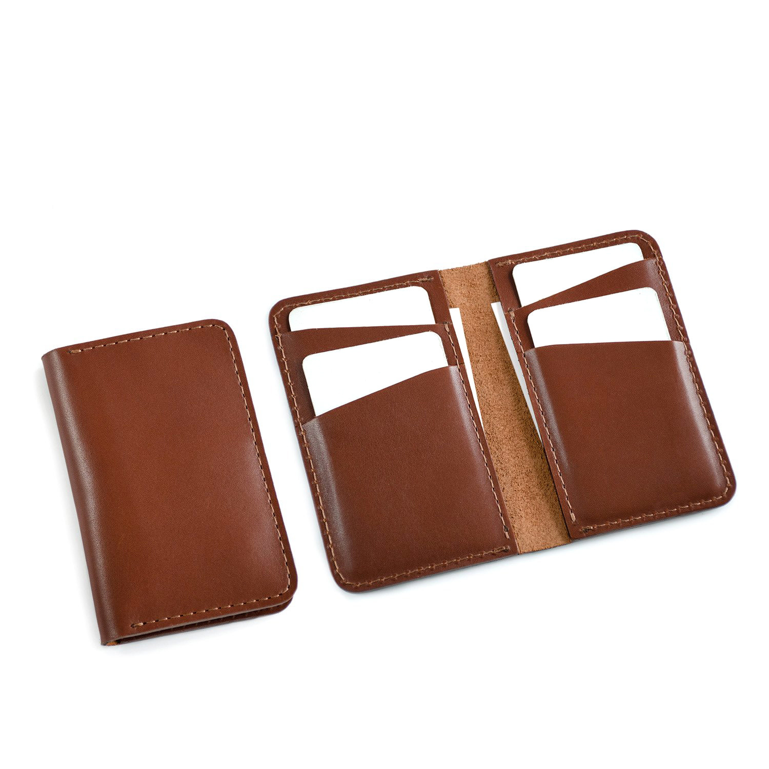 Fab Fab - Vertical leather wallet - Brown