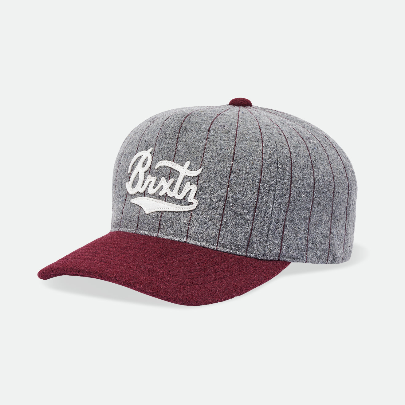 Brixton Brixton Burt MP Cap - Light Heather Grey/Burgundy