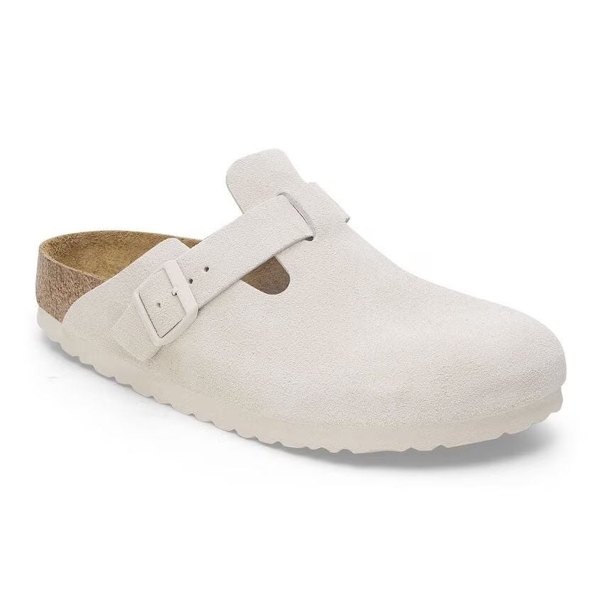 Birkenstock Birkenstock Boston Soft Footbed Suede (Femmes - Étroit) - Antique White