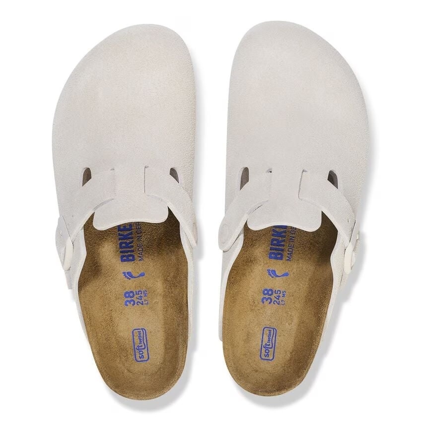 Birkenstock Birkenstock Boston Soft Footbed Suede (Femmes - Étroit) - Antique White