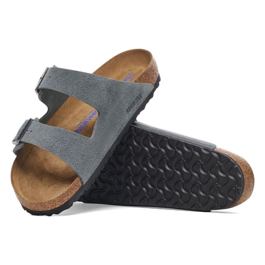 Birkenstock Birkenstock Arizona Soft Footbed -  Suede Leather (Men - Regular) - Basalt Gray