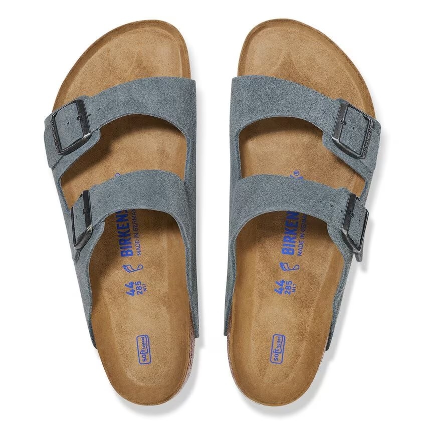 Birkenstock Birkenstock Arizona Soft Footbed -  Suede Leather (Men - Regular) - Basalt Gray