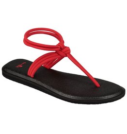 New* Sanuk Yoga Sunshine Black/Tomato Red Women's Size 10