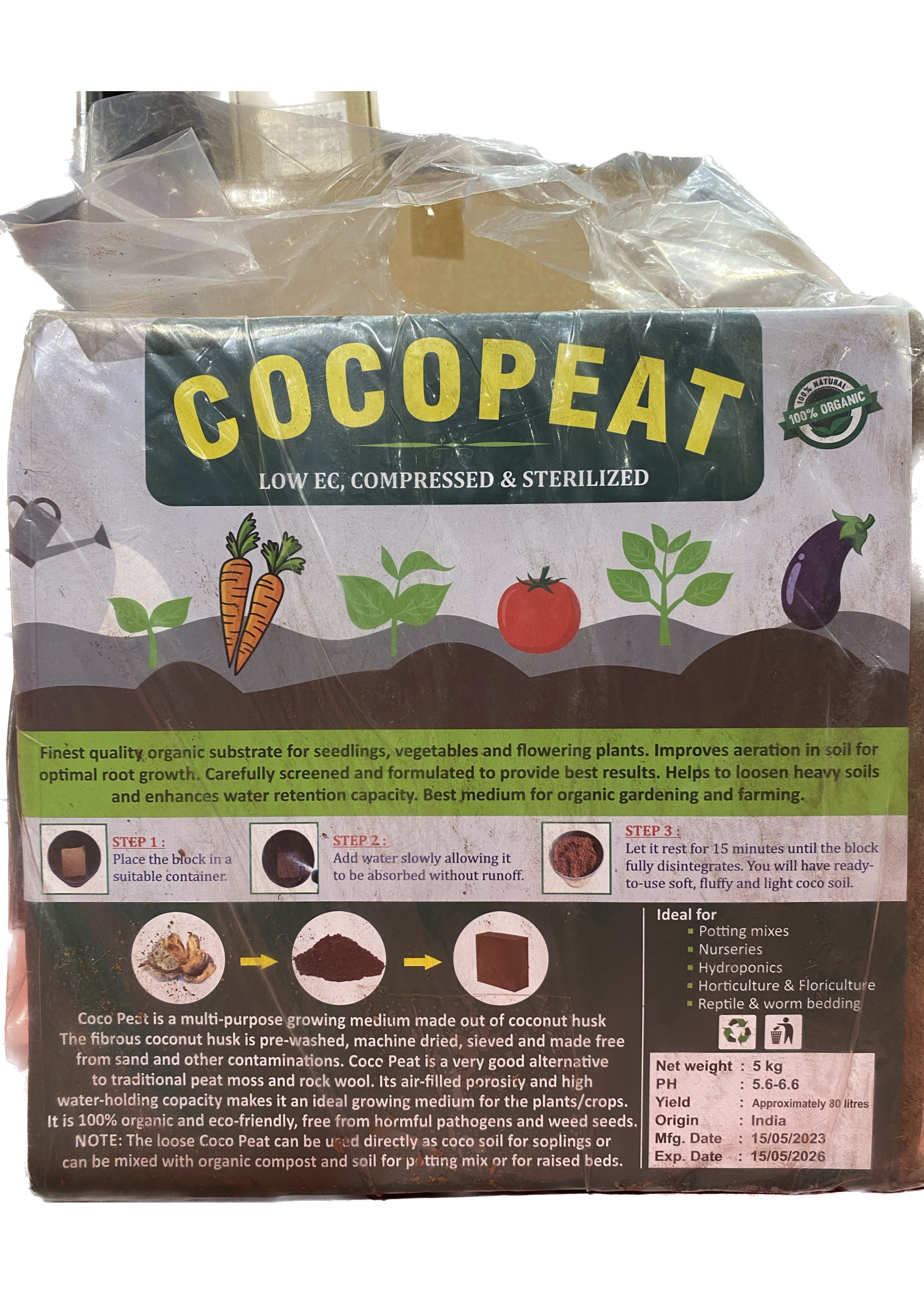 RASA COCOPEAT 5KG Coco Coir Bale