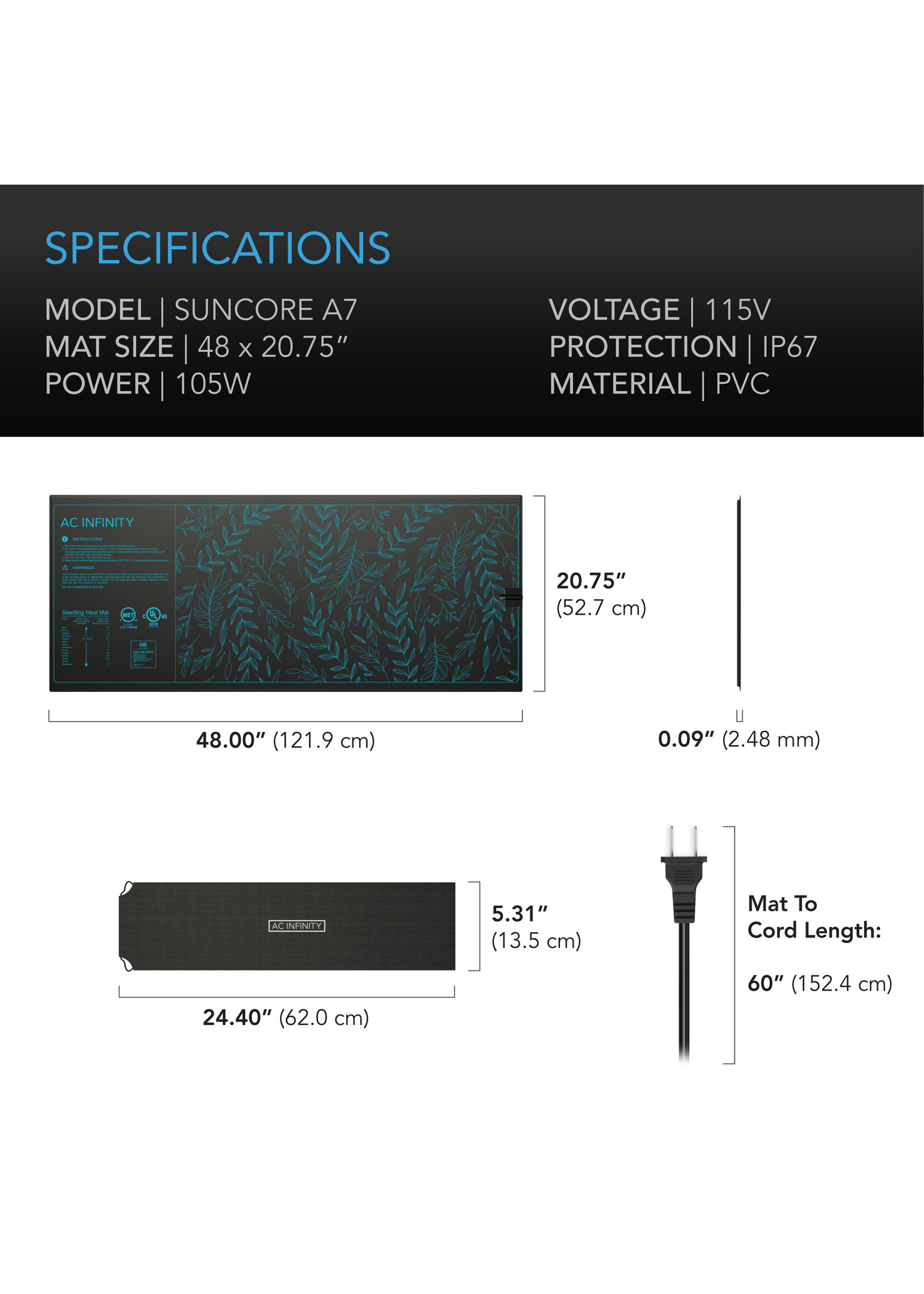 SUNCORE A7 Heat Mat 20 Inches x 48 Inches x 20.75 Inches