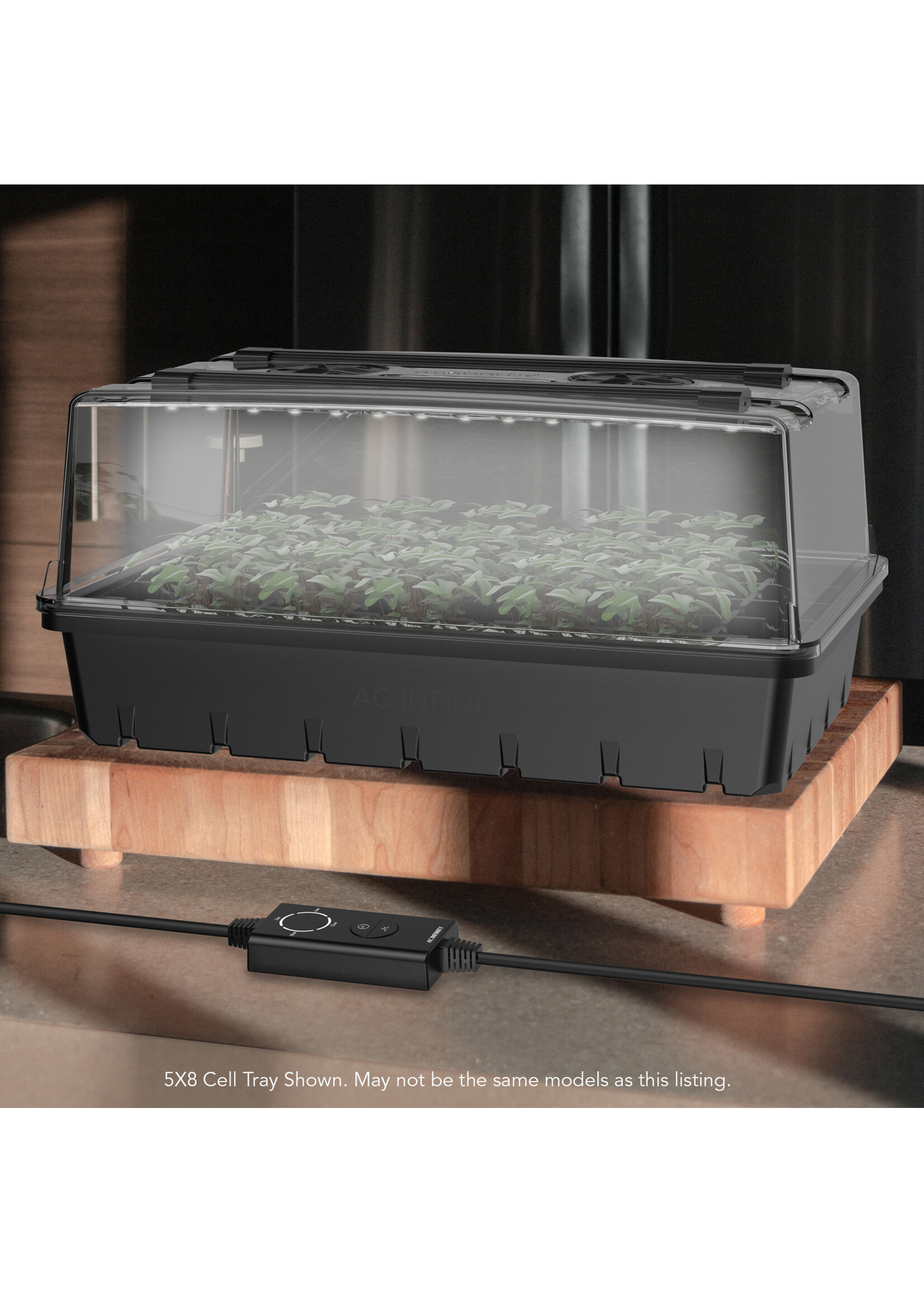 AC Infinity Heavy Duty Humidity Dome with Height Extension, Large Germination Kit with LED Grow Light Bars, 6x12 Cell Tray