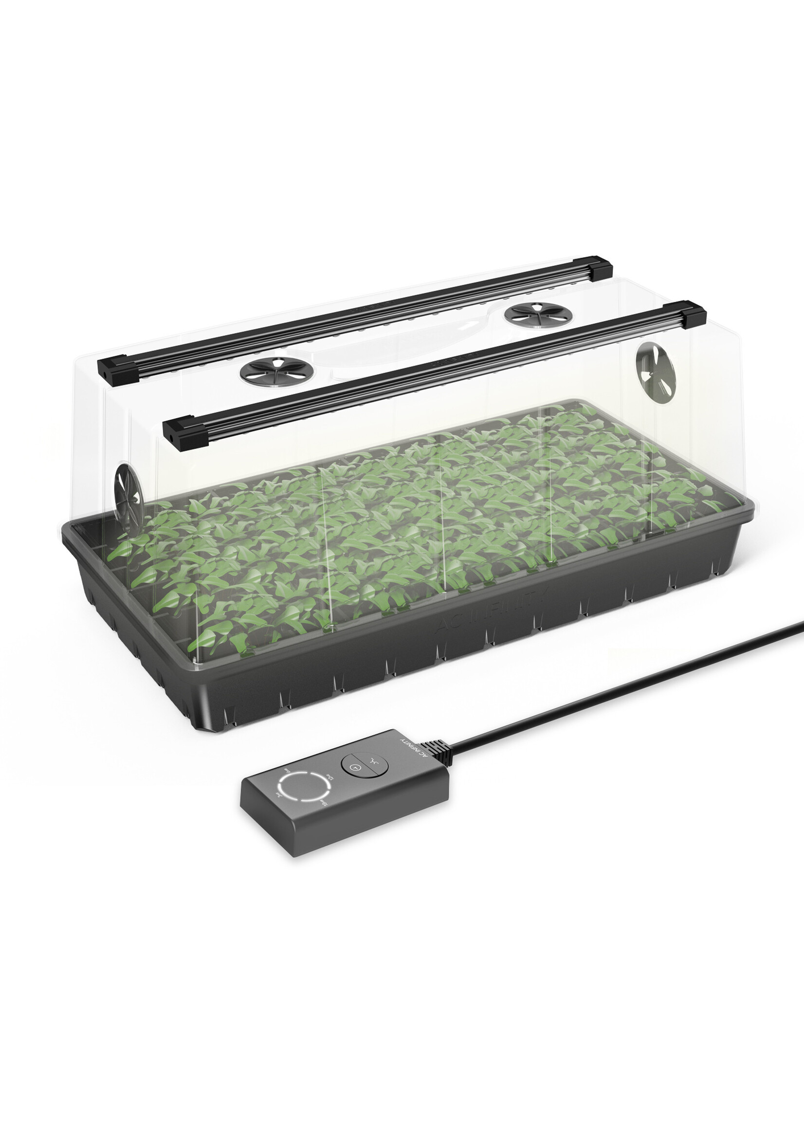AC Infinity Heavy Duty Humidity Dome with Height Extension, Large Germination Kit with LED Grow Light Bars, 6x12 Cell Tray