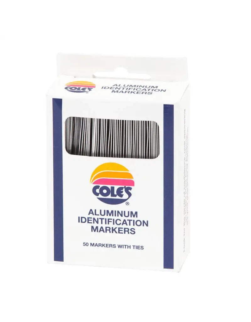 Cole's Aluminum I.D. Plant Markers Tags 1 Inch x 3 Inch Pack of 50