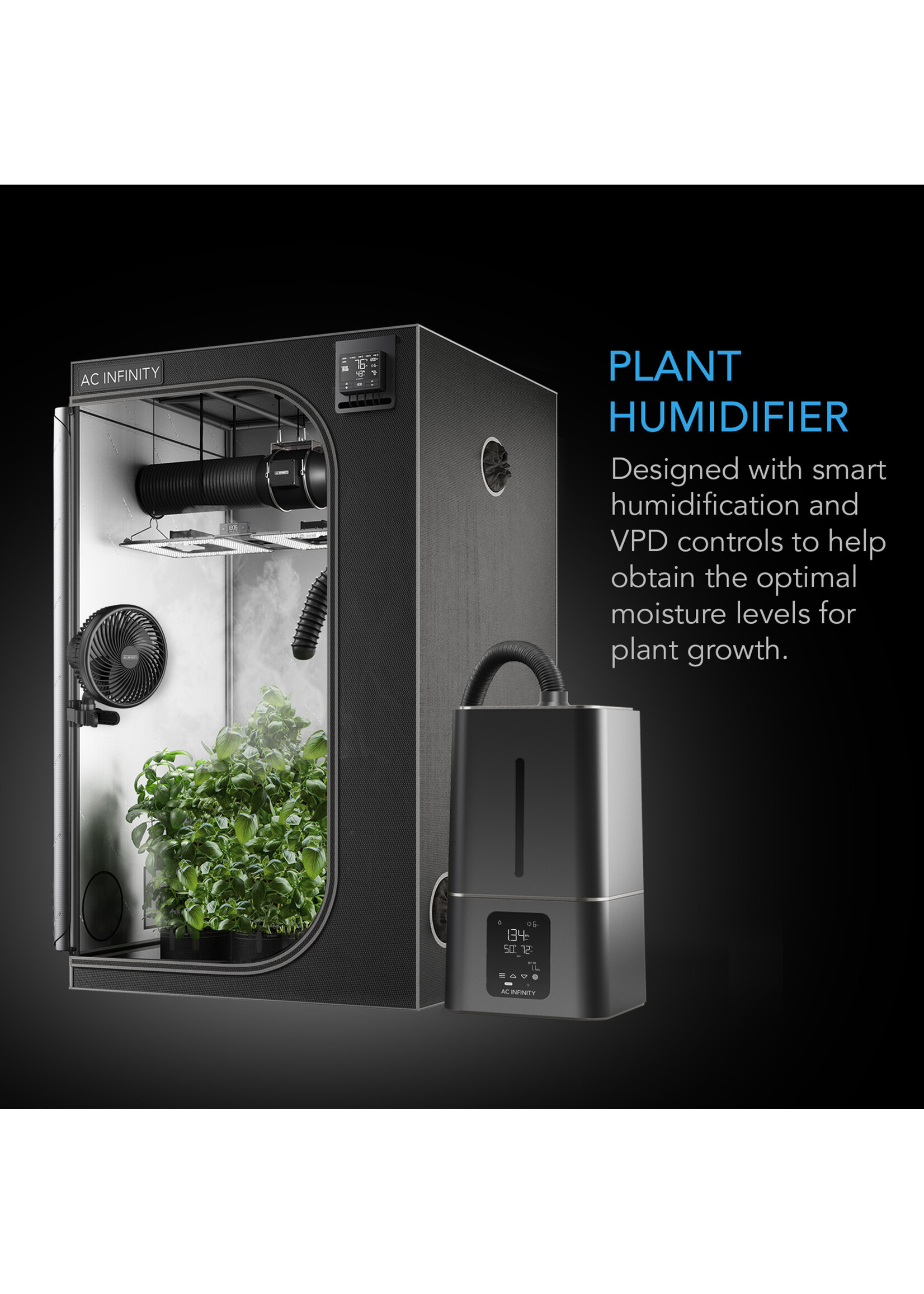 AC Infinity T7 Environmental Plant Humidifier - 15L - Smart Controls - Targeted Vaporizing