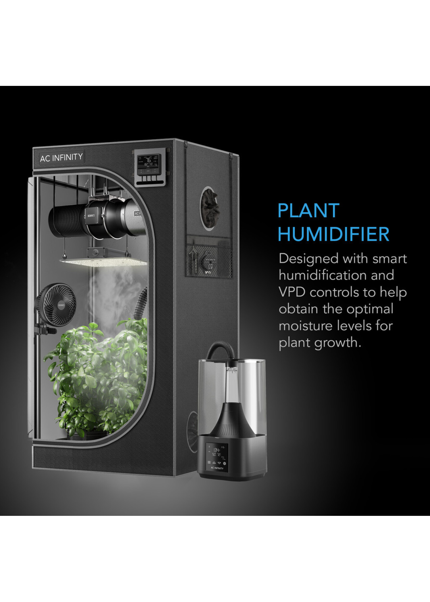 AC Infinity T3 Environmental Plant Humidifier - 4.5L - Smart Controls - Targeted Vaporizing