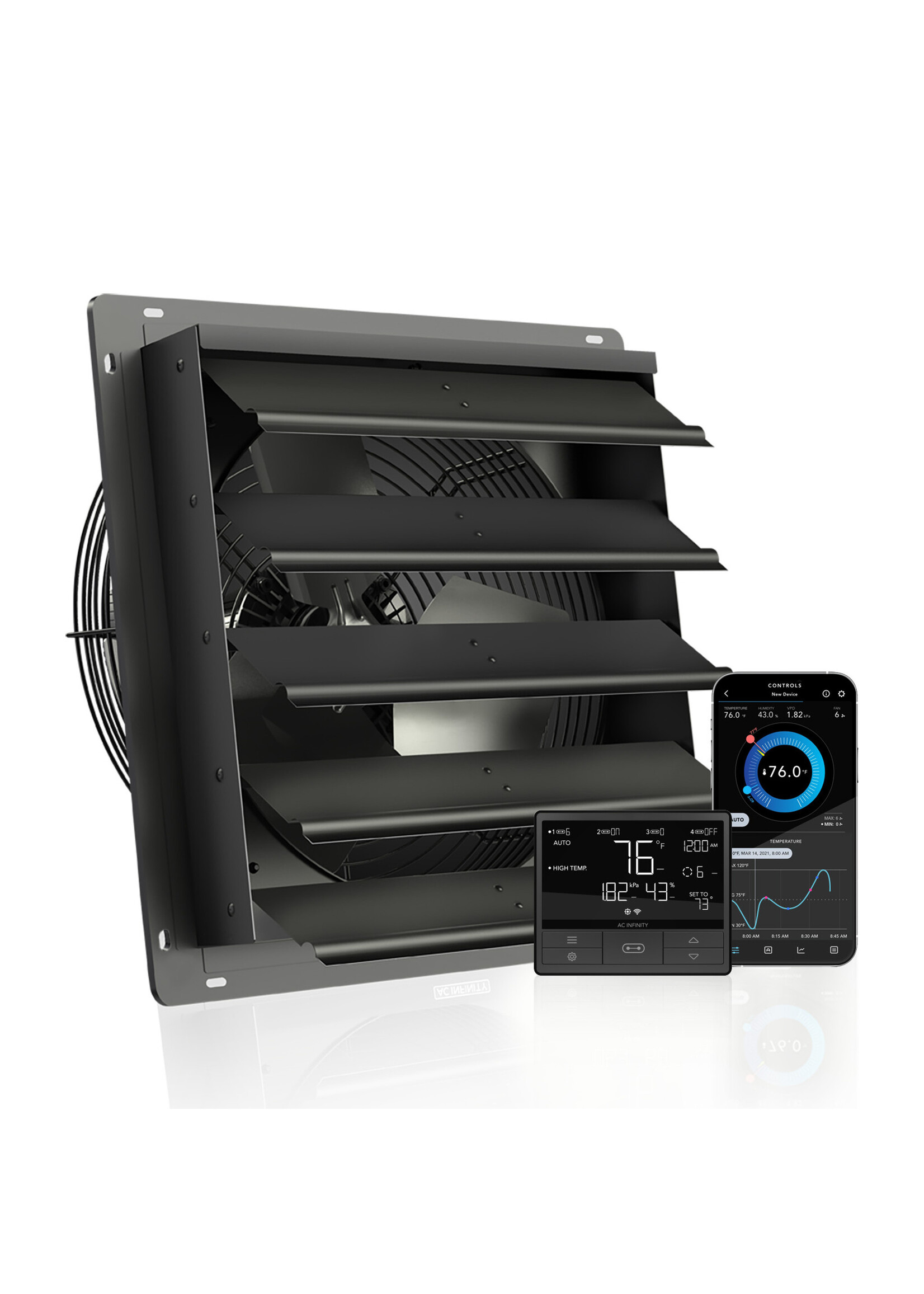 AIRLIFT T16, Shutter Exhaust Ventilation Fan 16", Temperature and Humidity Controller