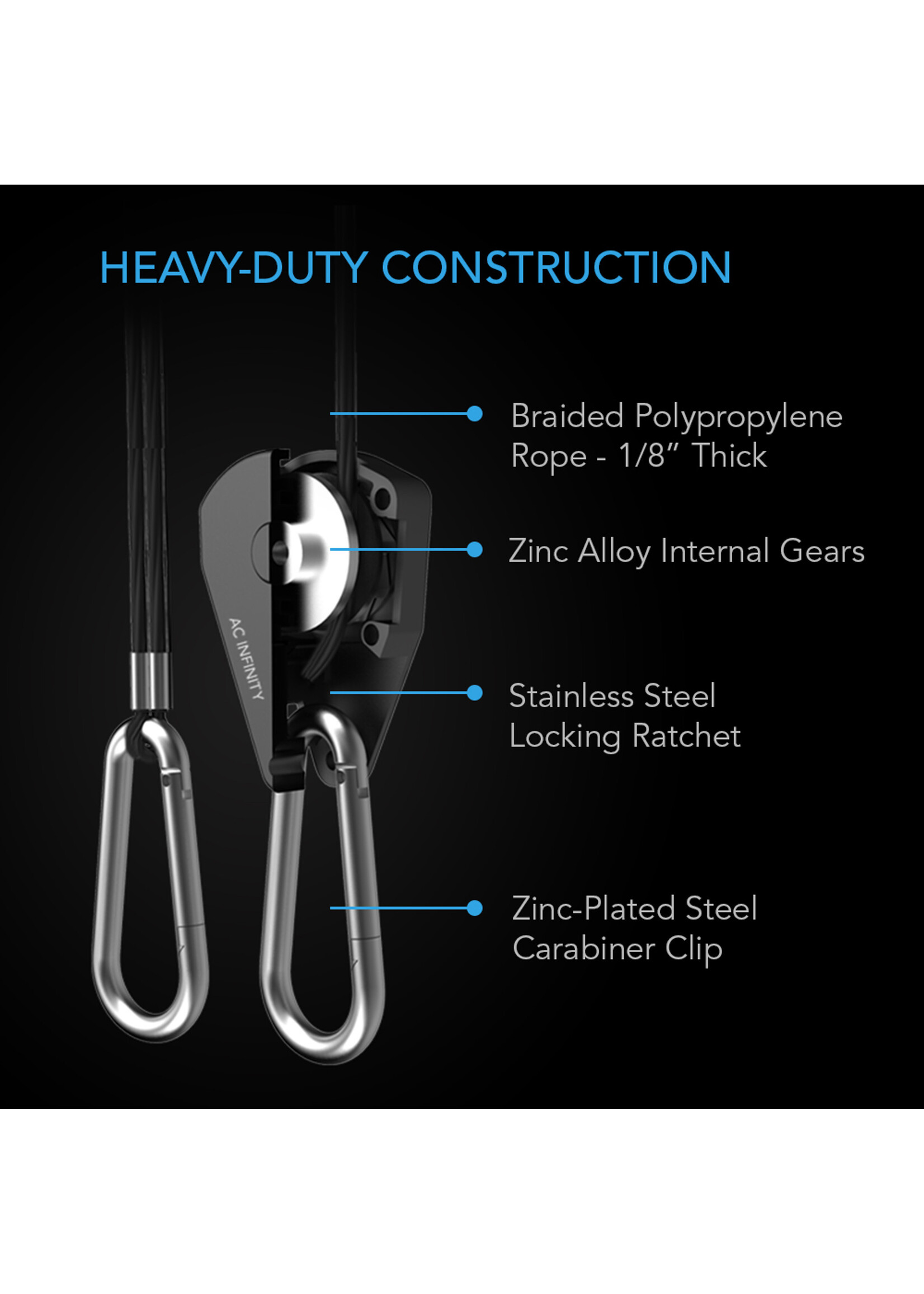 AC Infinity AC Infinity Rope Ratchet Light Hanger 1/8" Pair
