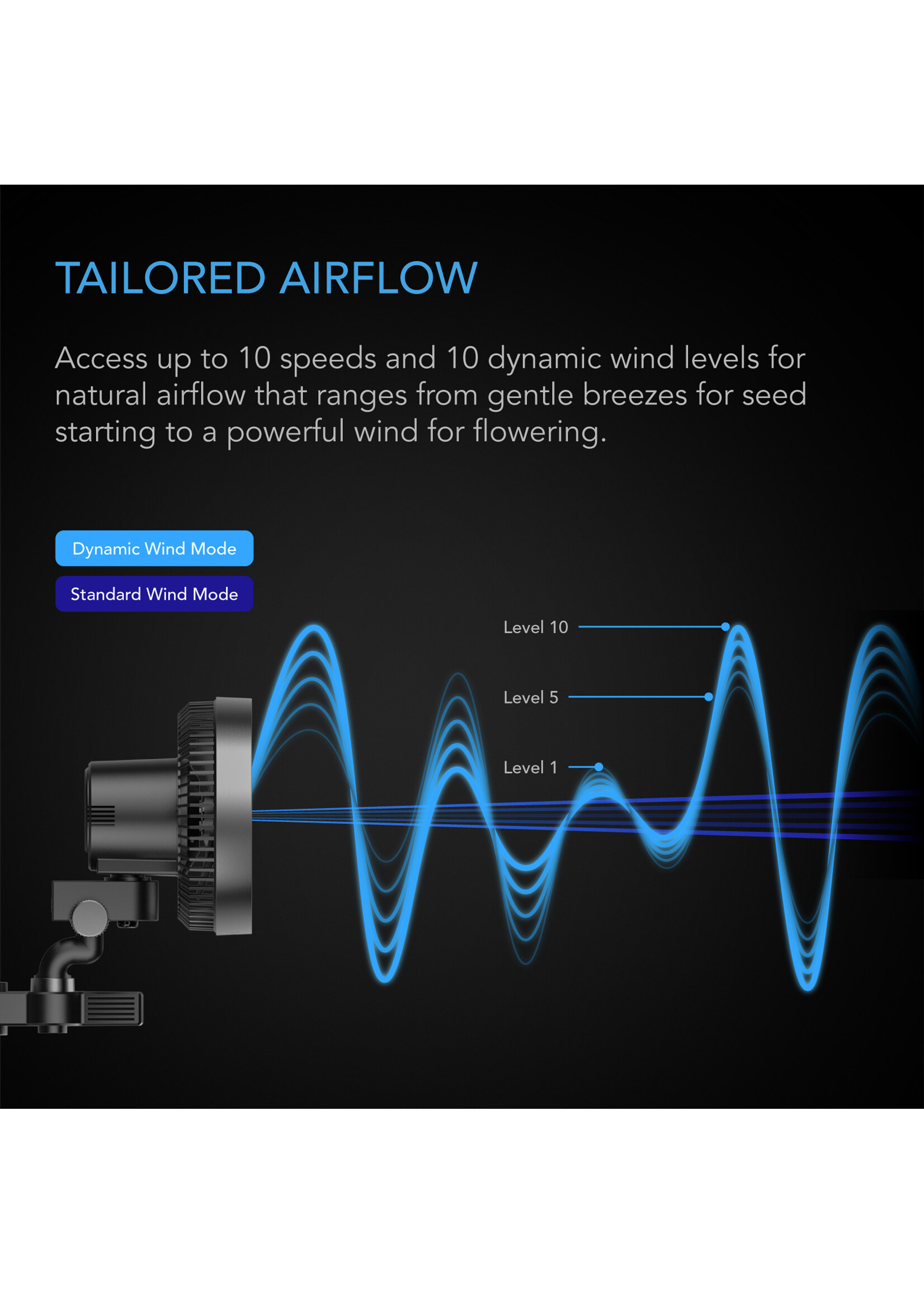 AC Infinity CLOUDRAY A9 GEN2, Grow Tent Clip Fan 9IN with 10 Speeds, EC-Motor, Manual Swivel