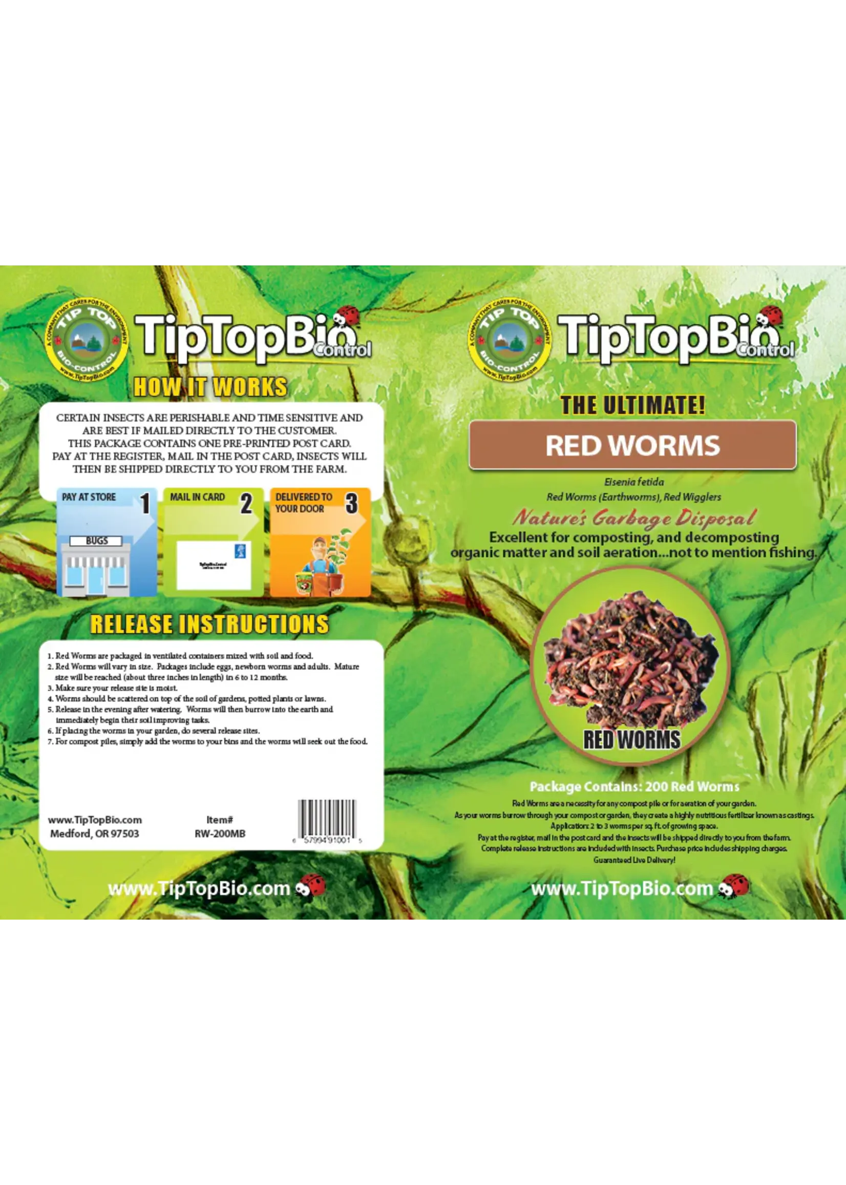 Tip Top Bio-Control BULK Composting Red "Wiggler" Worms