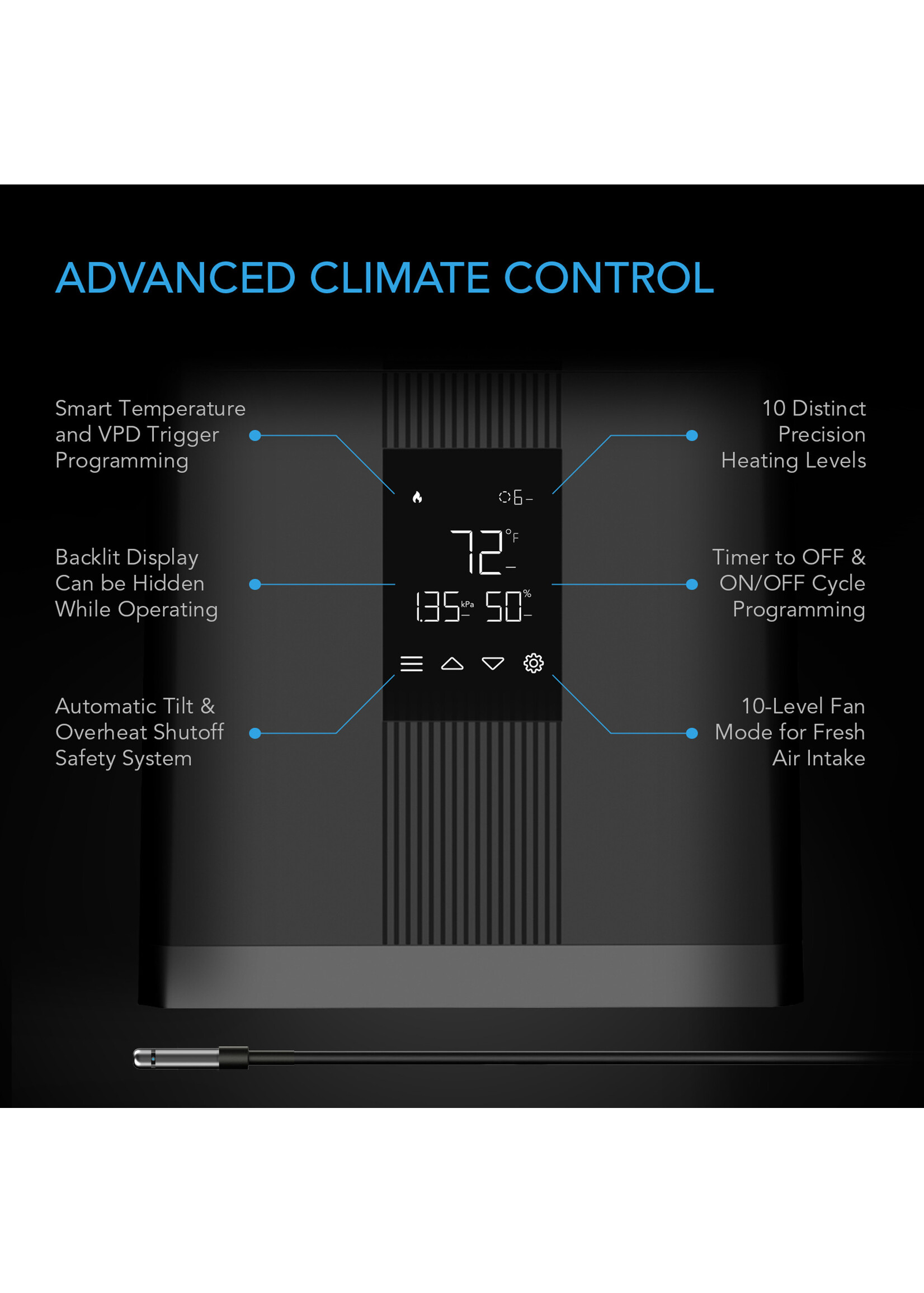 AC Infinity THERMOFORGE T3 Plant Heater - Smart VPD Controls - 10 Heat Levels