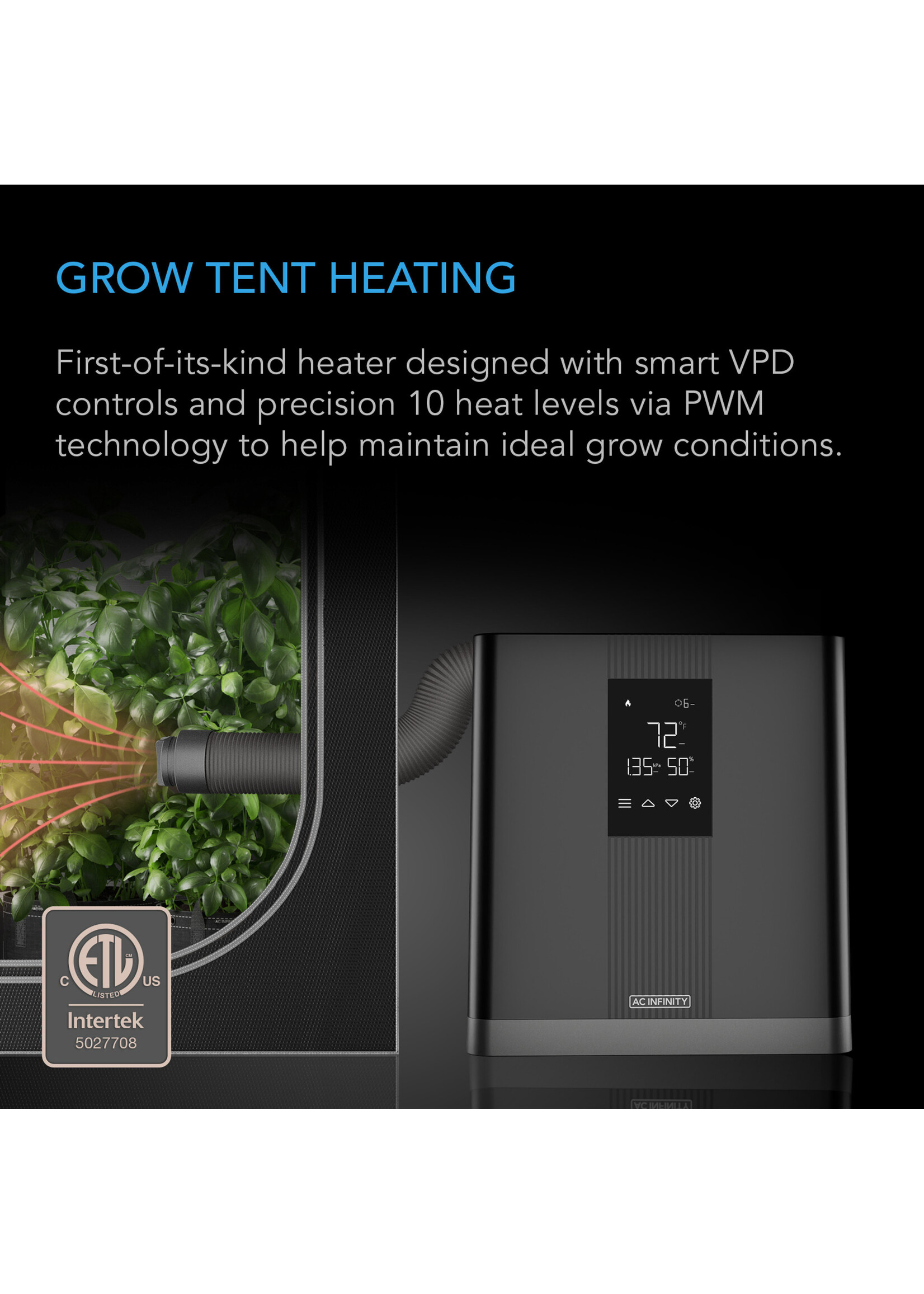 AC Infinity THERMOFORGE T3 Plant Heater - Smart VPD Controls - 10 Heat Levels