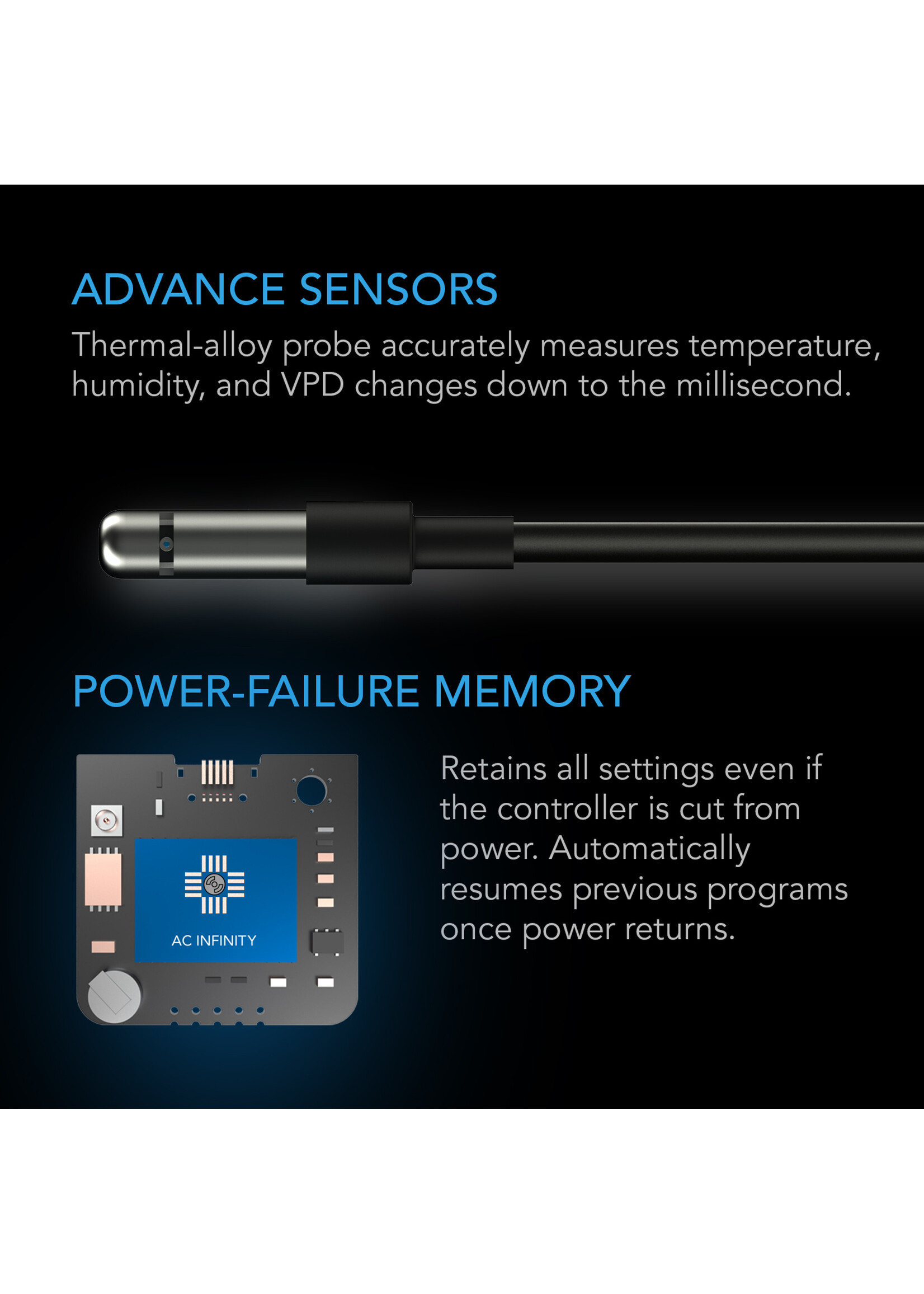 AC Infinity AC Infinity Controller 75 PRO WiFi for Two Devices, Dynamic VPD, Temperature, Humidity, Scheduling, Data App, Bluetooth