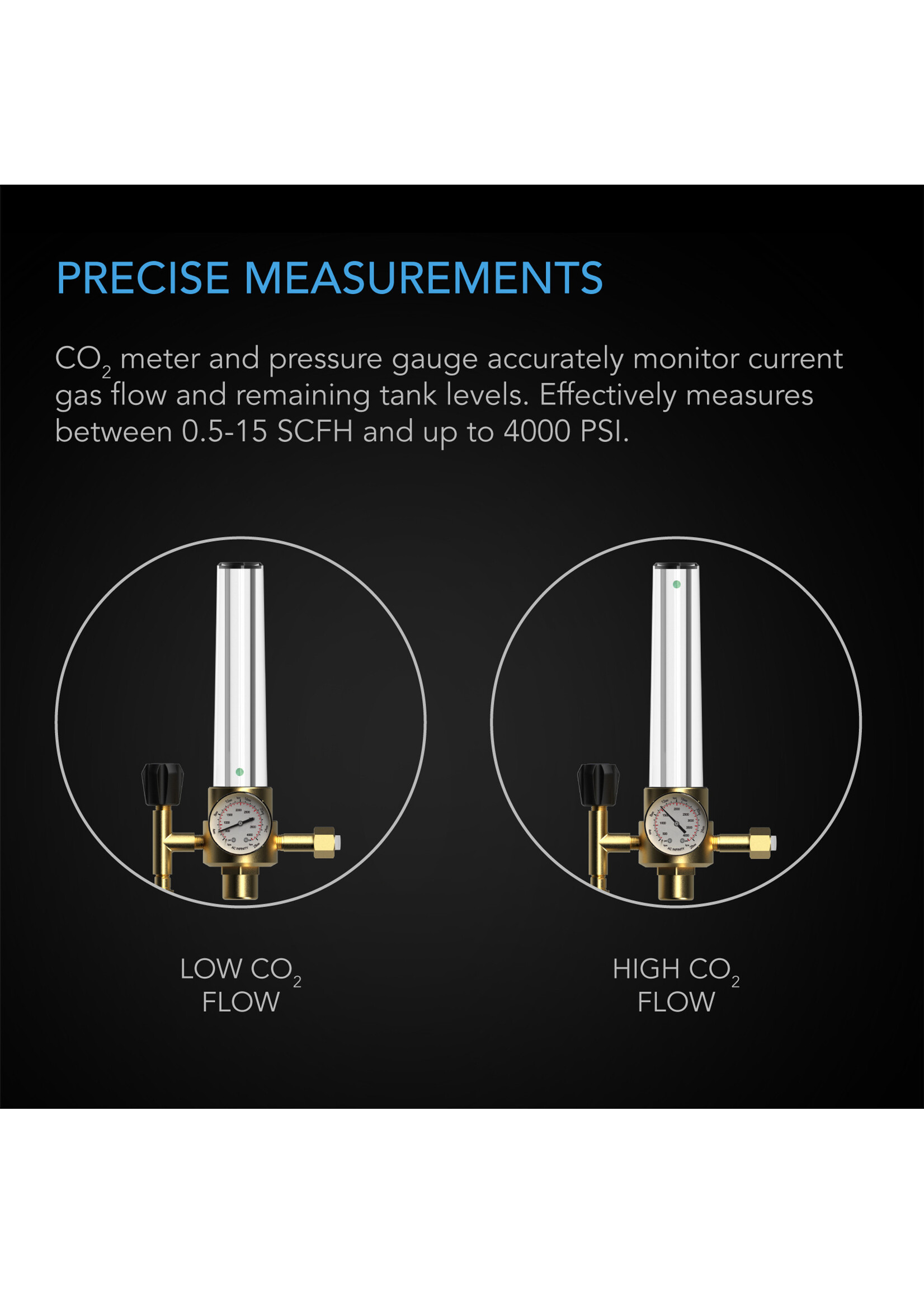 AC Infinity AC Infinity CO2 Regulator Carbon Dioxide Monitor with Solenoid Valve and Gas Flow Meter