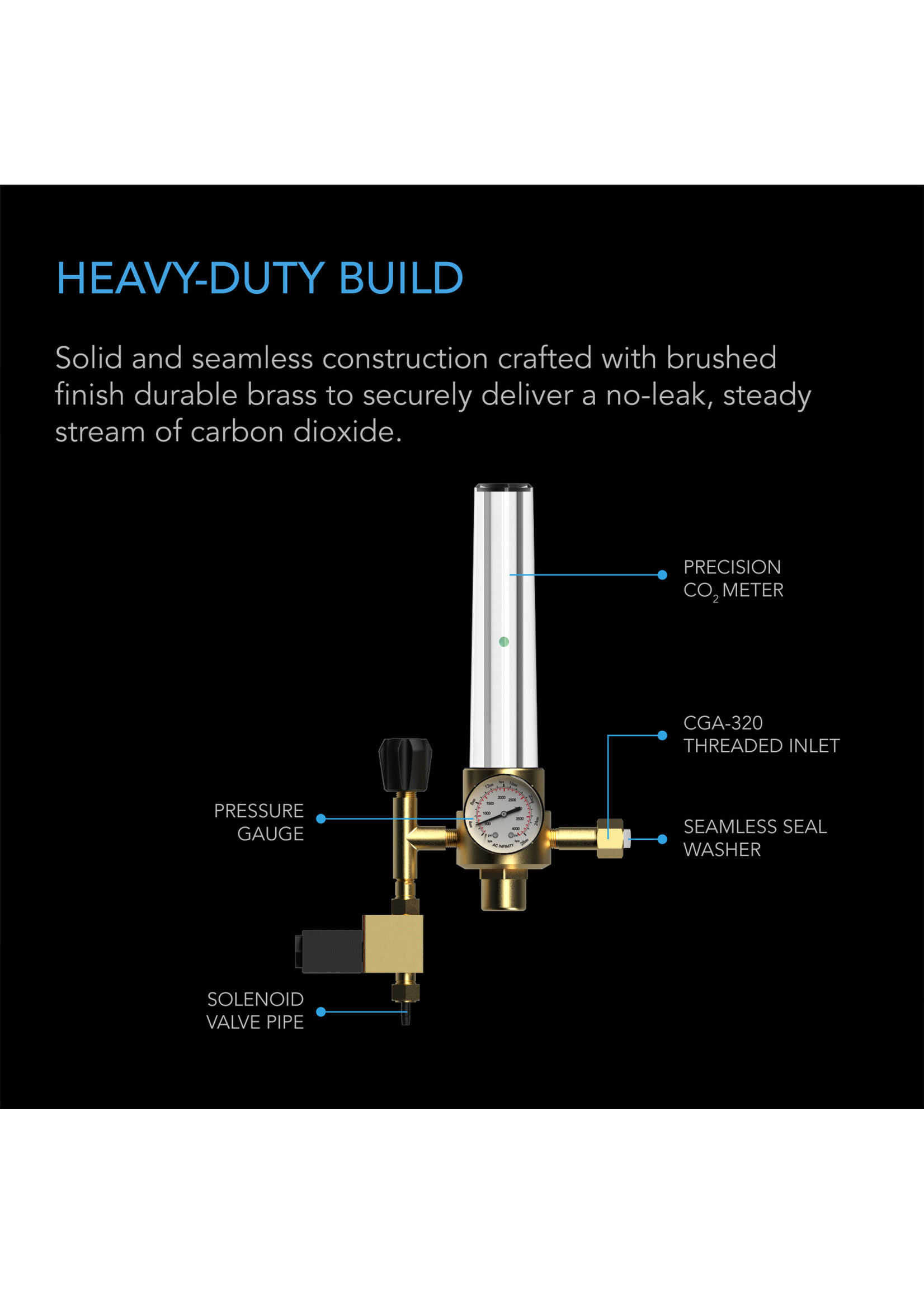 AC Infinity AC Infinity CO2 Regulator Carbon Dioxide Monitor with Solenoid Valve and Gas Flow Meter