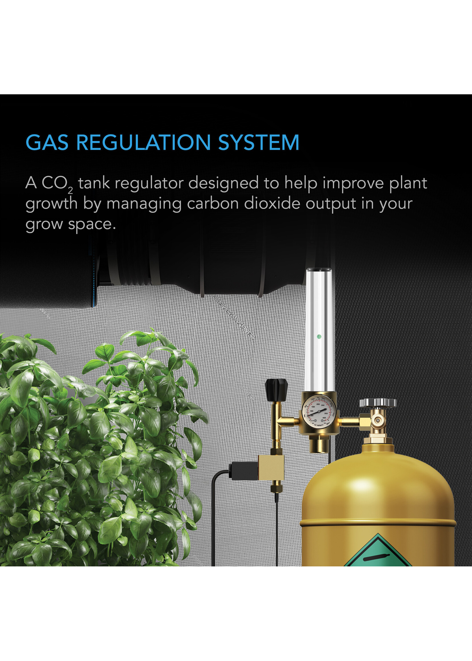 AC Infinity AC Infinity CO2 Regulator Carbon Dioxide Monitor with Solenoid Valve and Gas Flow Meter