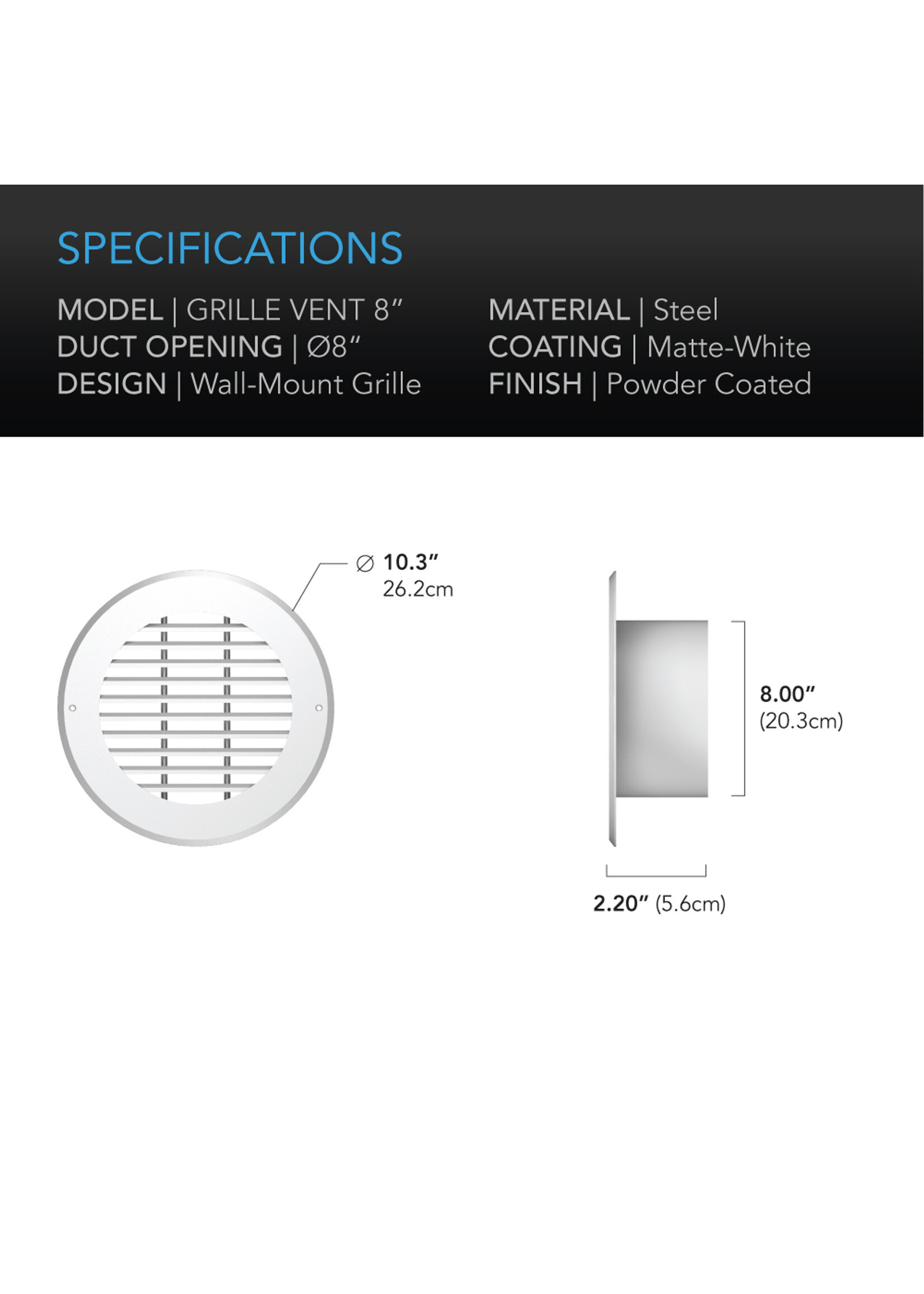 AC Infinity Wall Mount Grille Vent