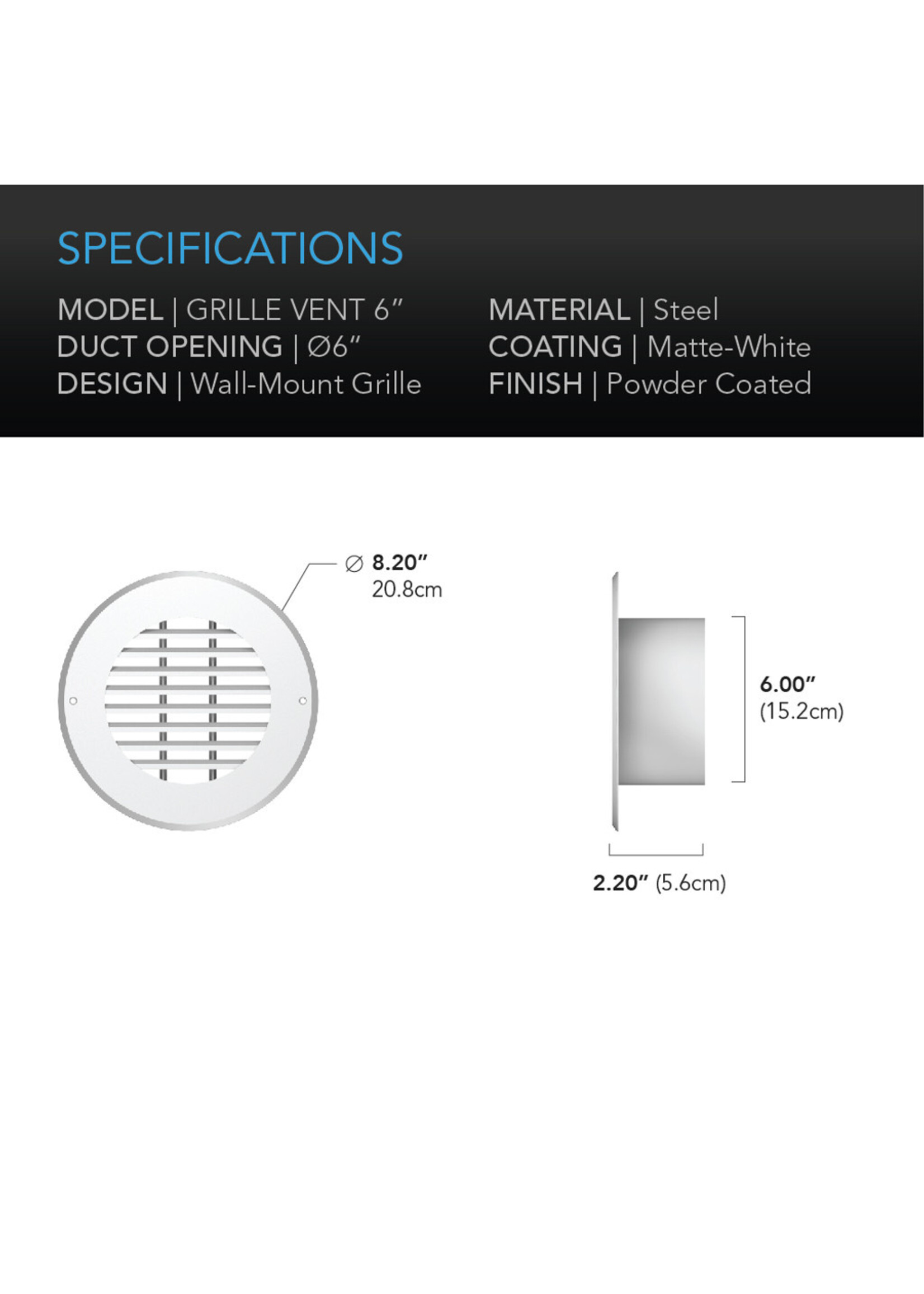 AC Infinity Wall Mount Grille Vent