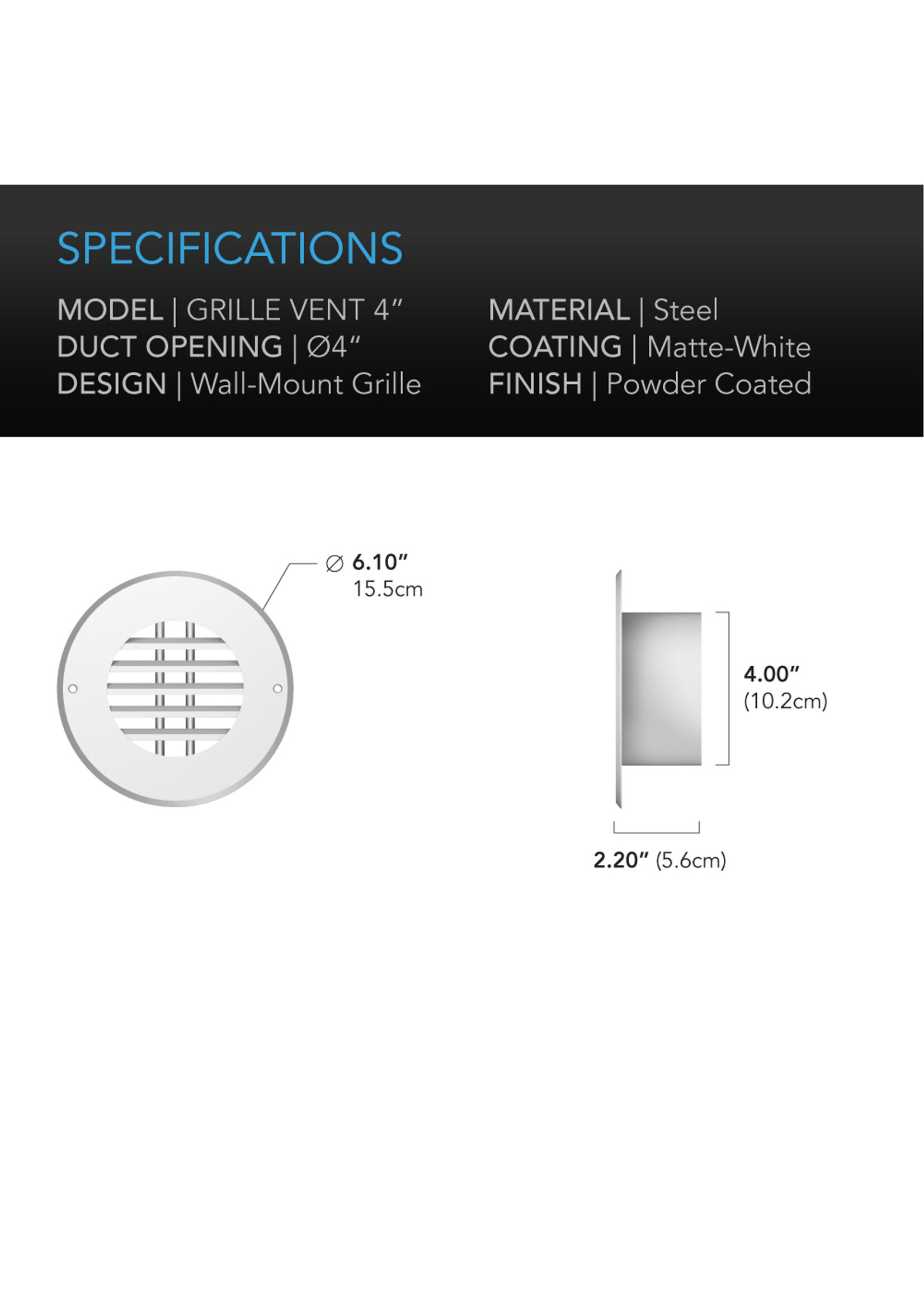 AC Infinity Wall Mount Grille Vent