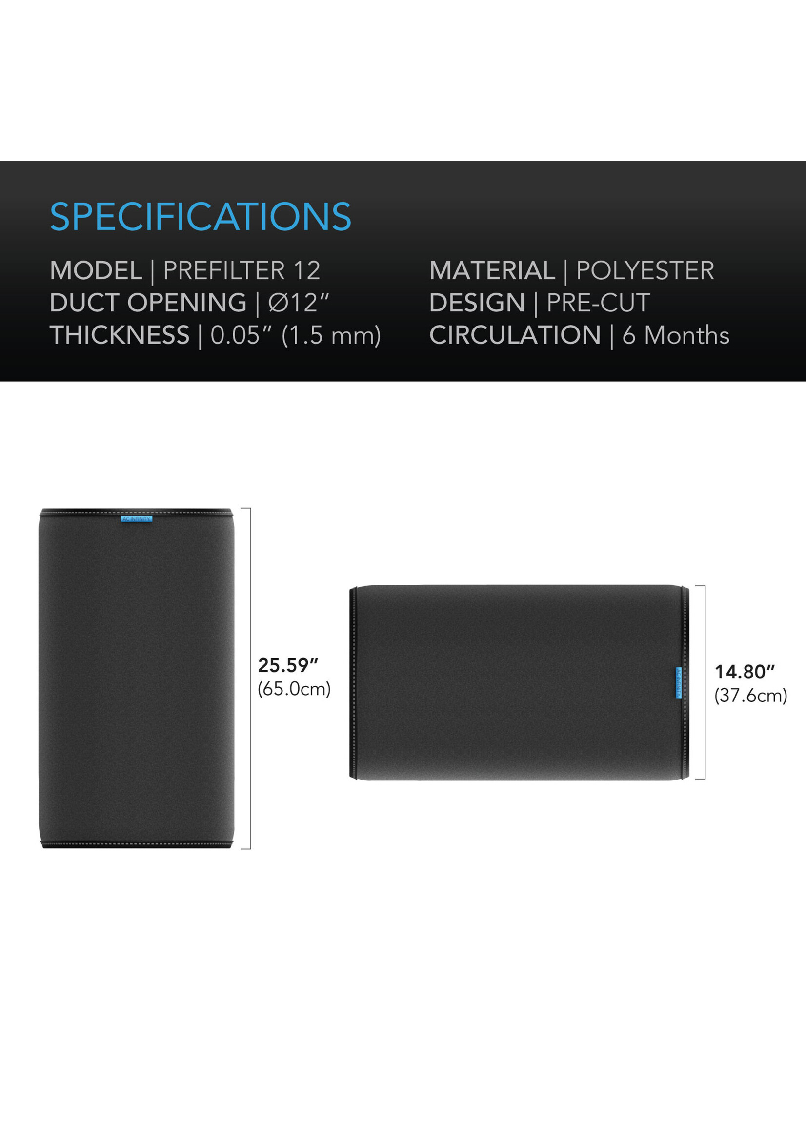 AC Infinity Replacement Pre-Filters