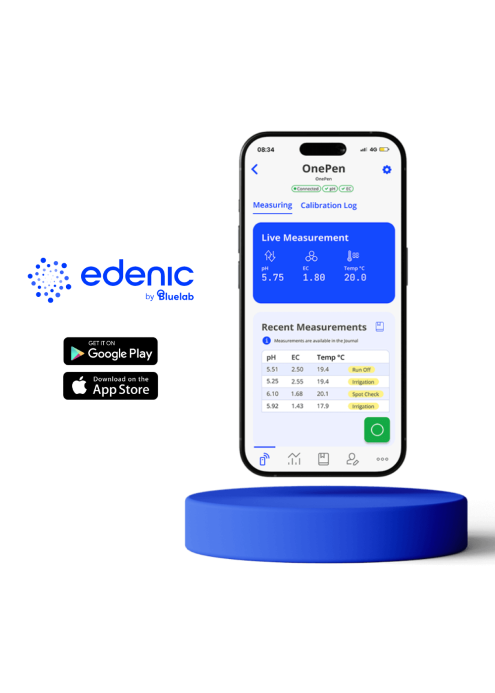 BlueLab Bluelab OnePen 3-in-1 pH EC Temp Pen with Replaceable Probe