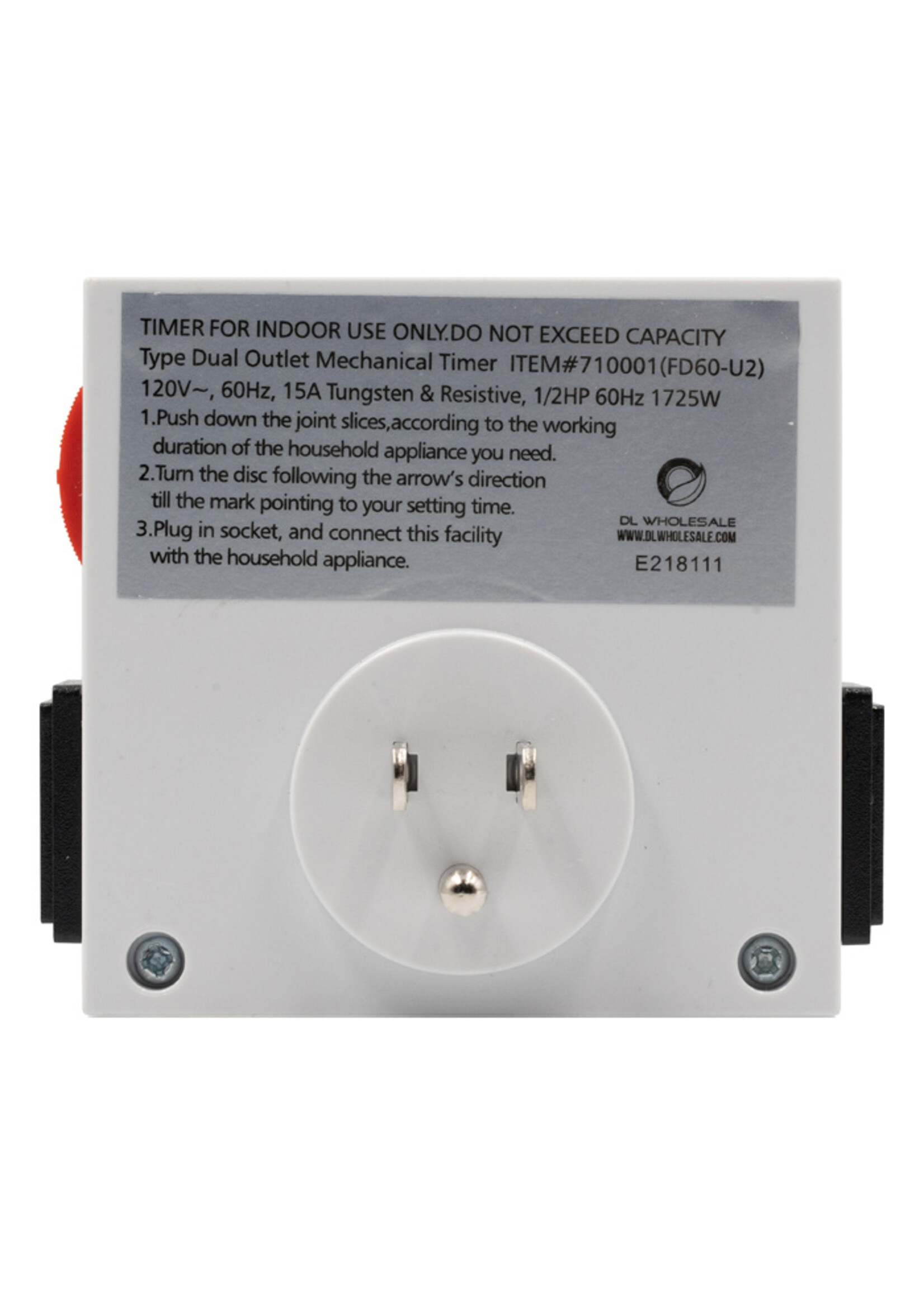 Grow1 Dual Outlet Mechanical Analog Timer 120V
