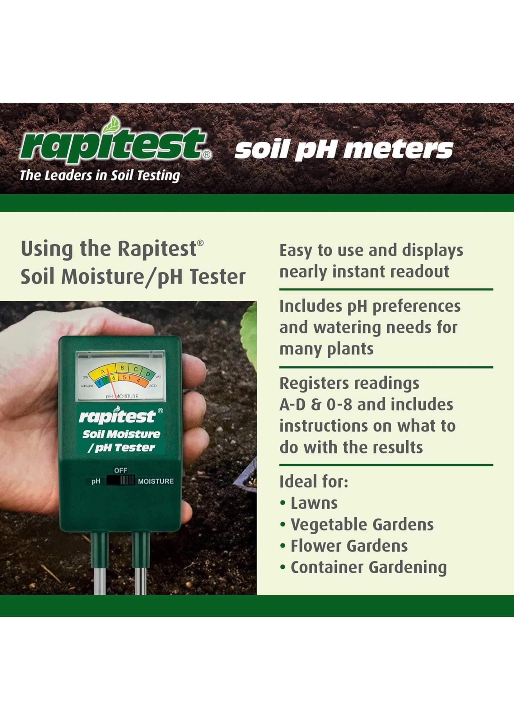 Luster Leaf Luster Leaf Soil Moisture / pH Tester Green