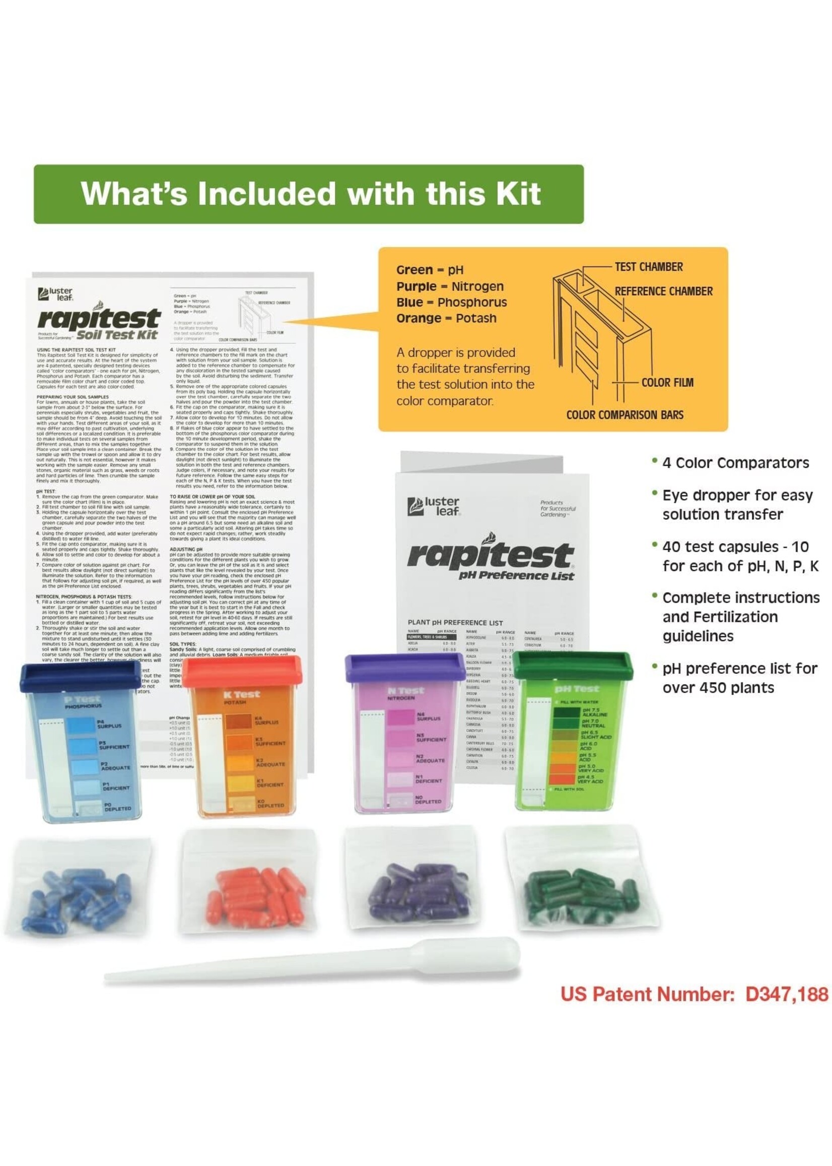Luster Leaf Luster Leaf Rapitest Soil Test pH - N - P - K 40 Tests