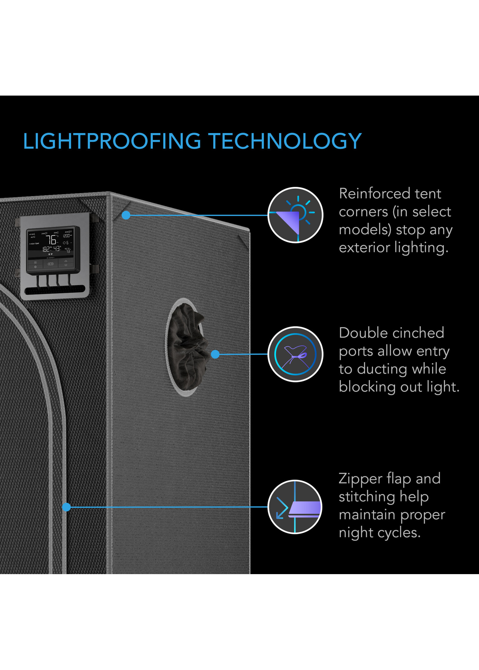 CLOUDLAB 2-in-1 Advance Grow Tent 2000D Mylar Canvas 1 Inch Poles