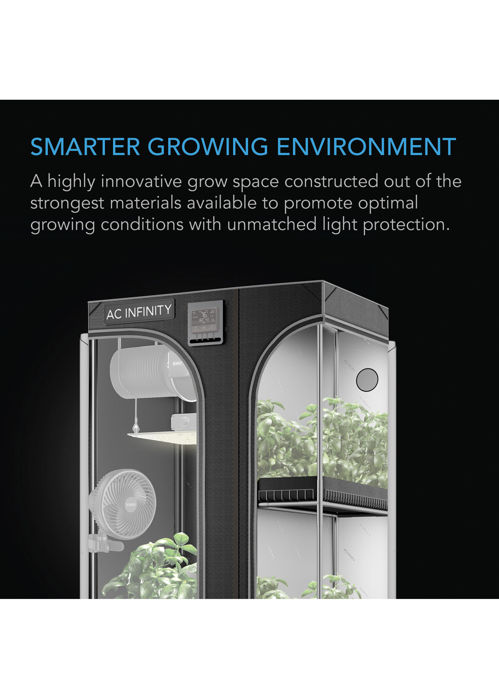 AC Infinity CLOUDLAB 2-in-1 Advance Grow Tent 2000D Mylar Canvas 1 Inch Poles
