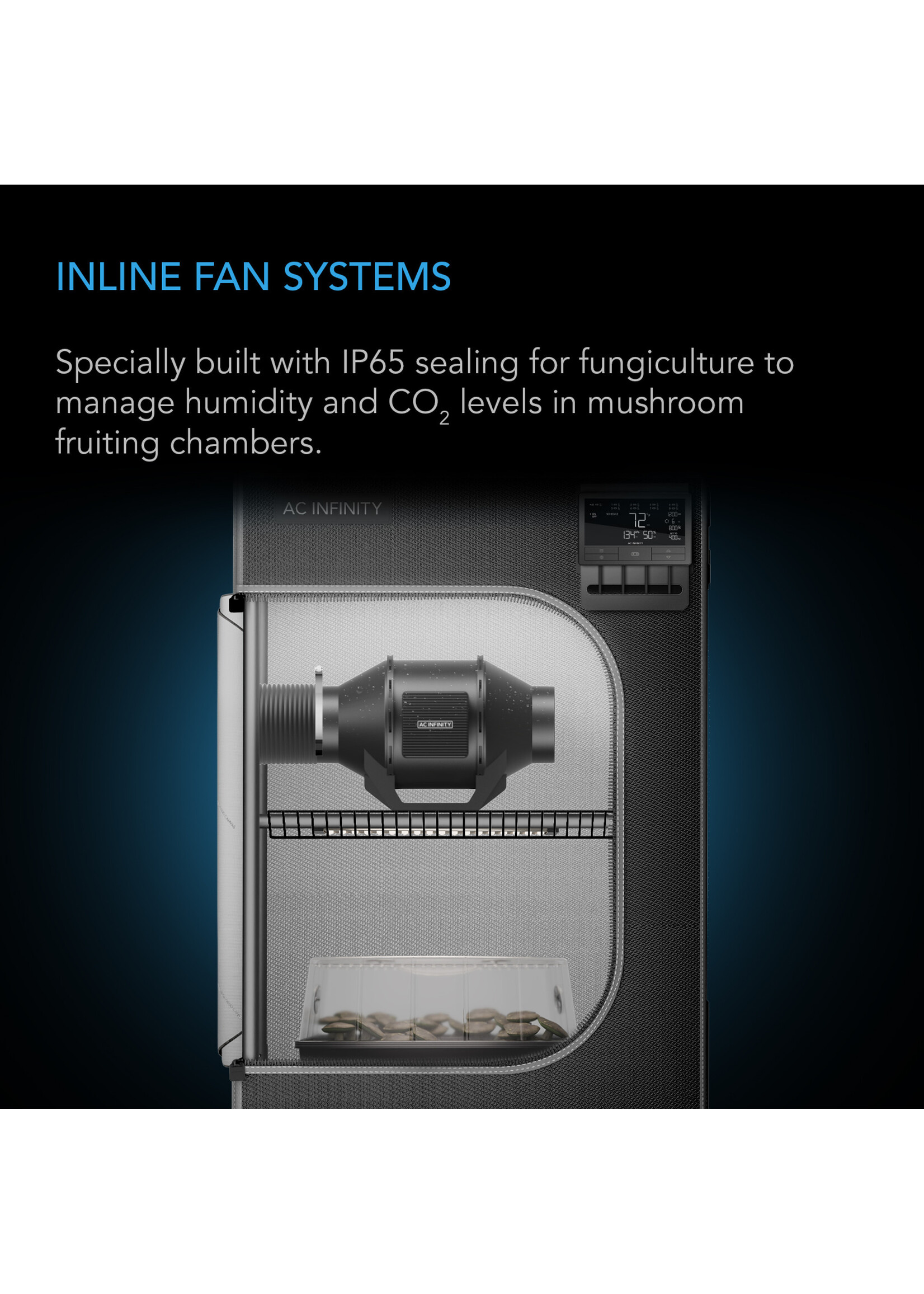 AC Infinity AC Infinity CLOULINE H4 Inline Fan for Fungiculture IP65 4 Inch