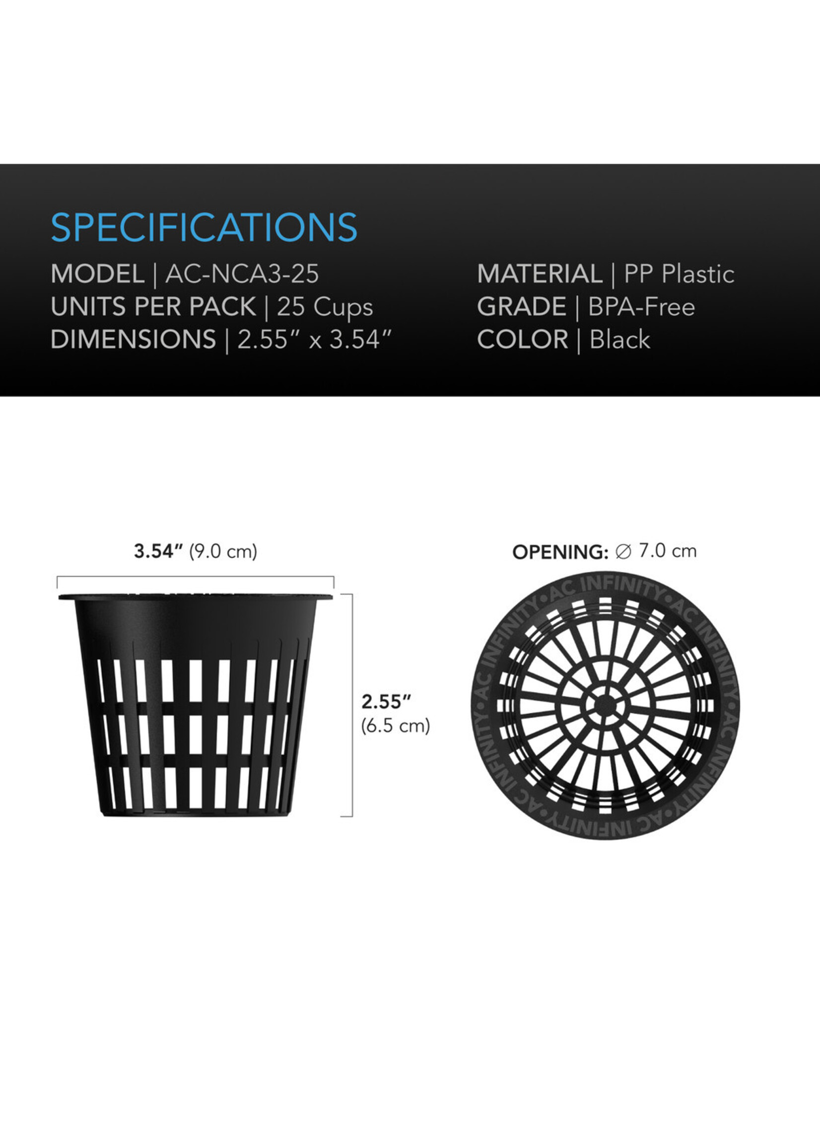 AC Infinity Mesh Net Cup Pots