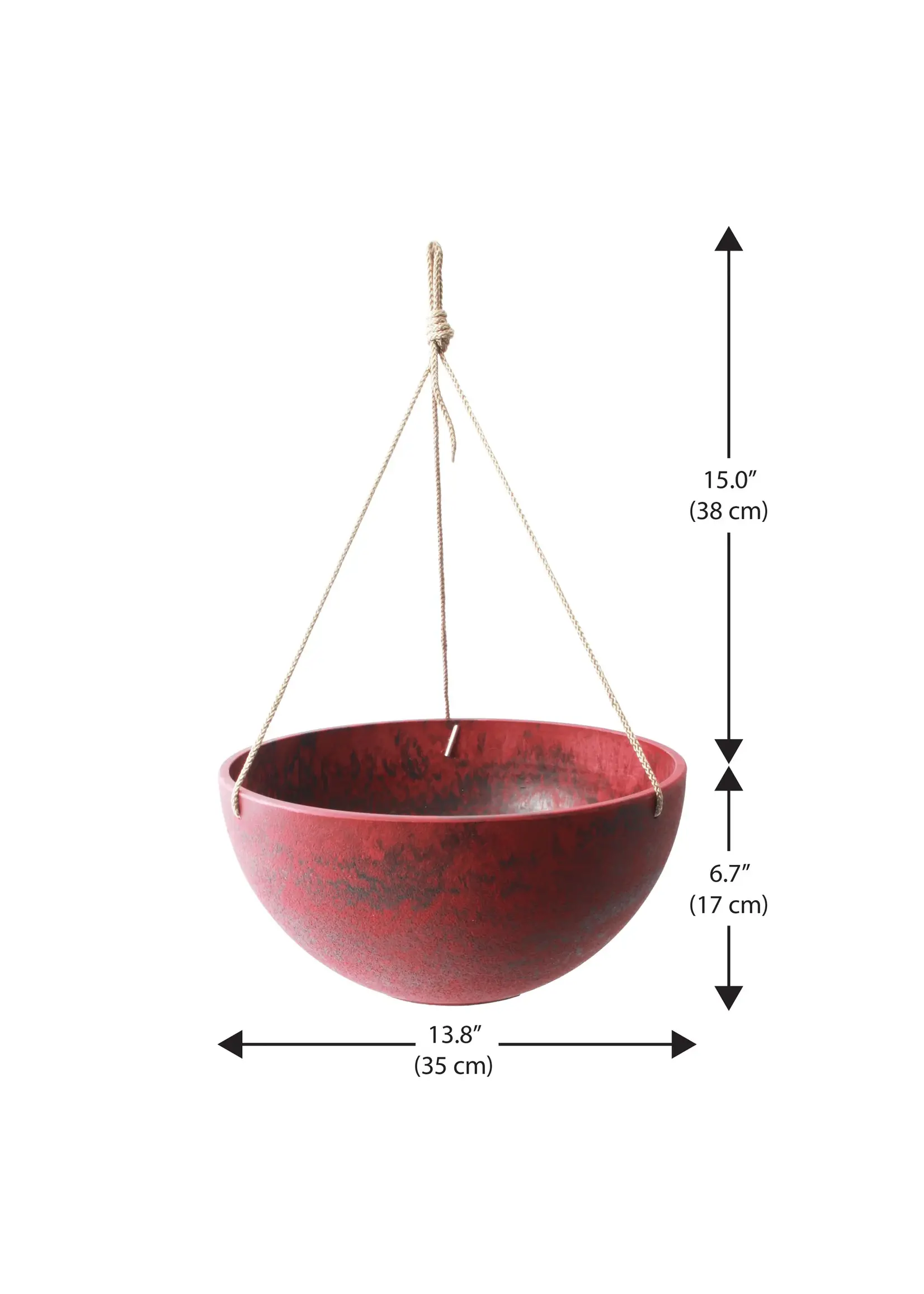 Algreen Algreen 14 Inch Acerra Hanging Basket Red Marble