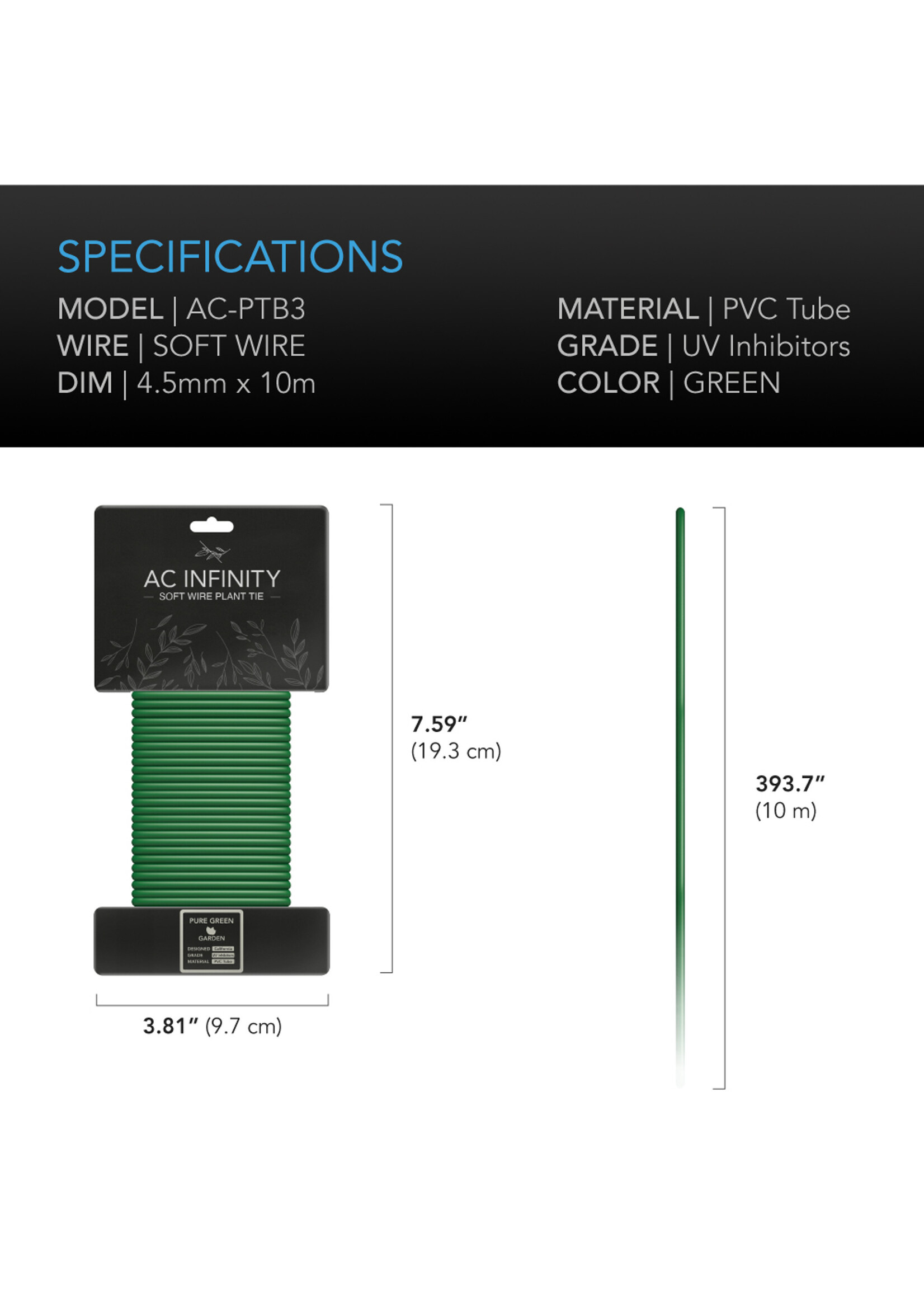 AC Infinity Thick Heavy Duty Soft Twist Tie 10M