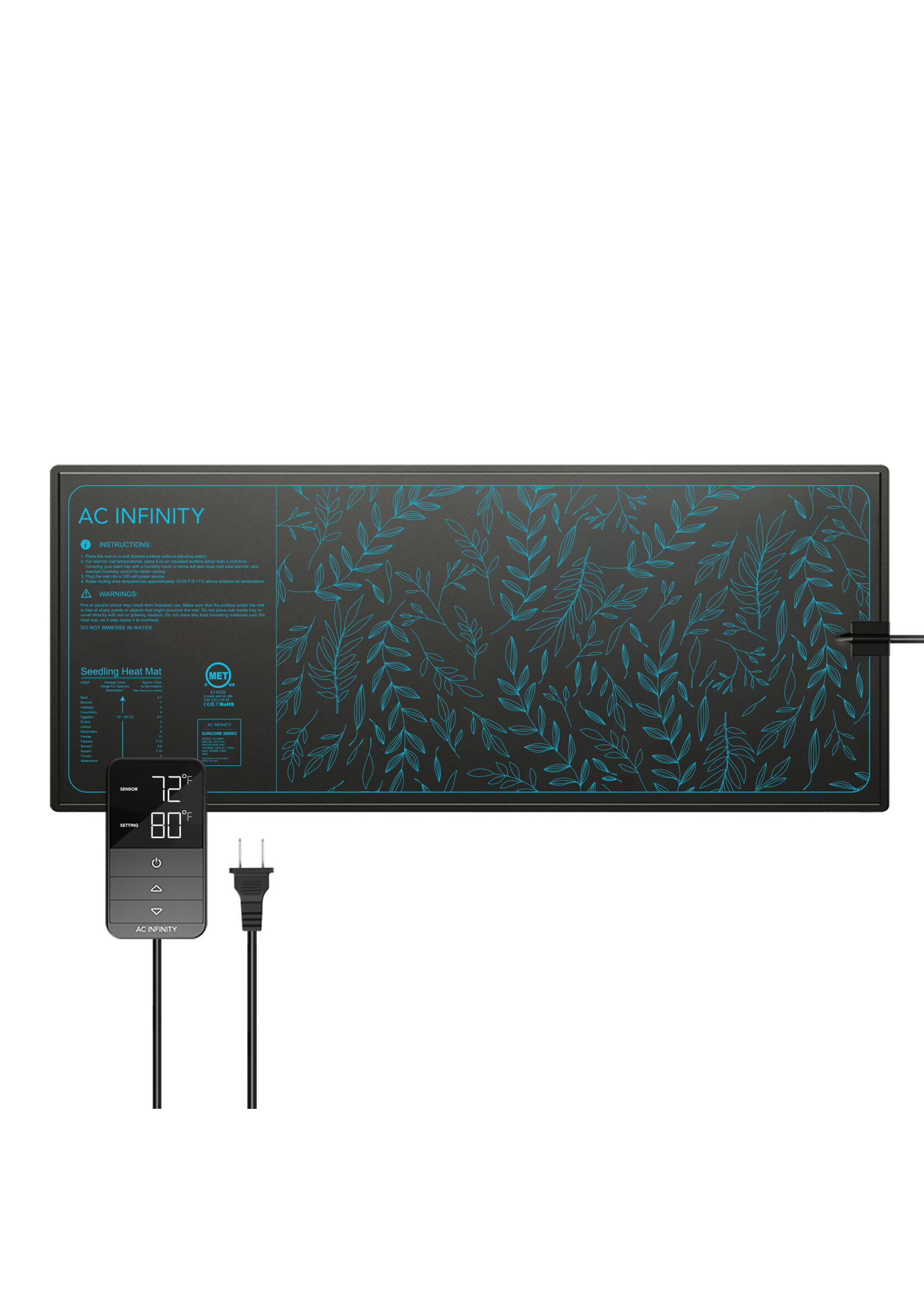AC Infinity Suncore H7 Seedling Heat Mat with Heat Controller, IP-67waterproof , 48" X 20.75"