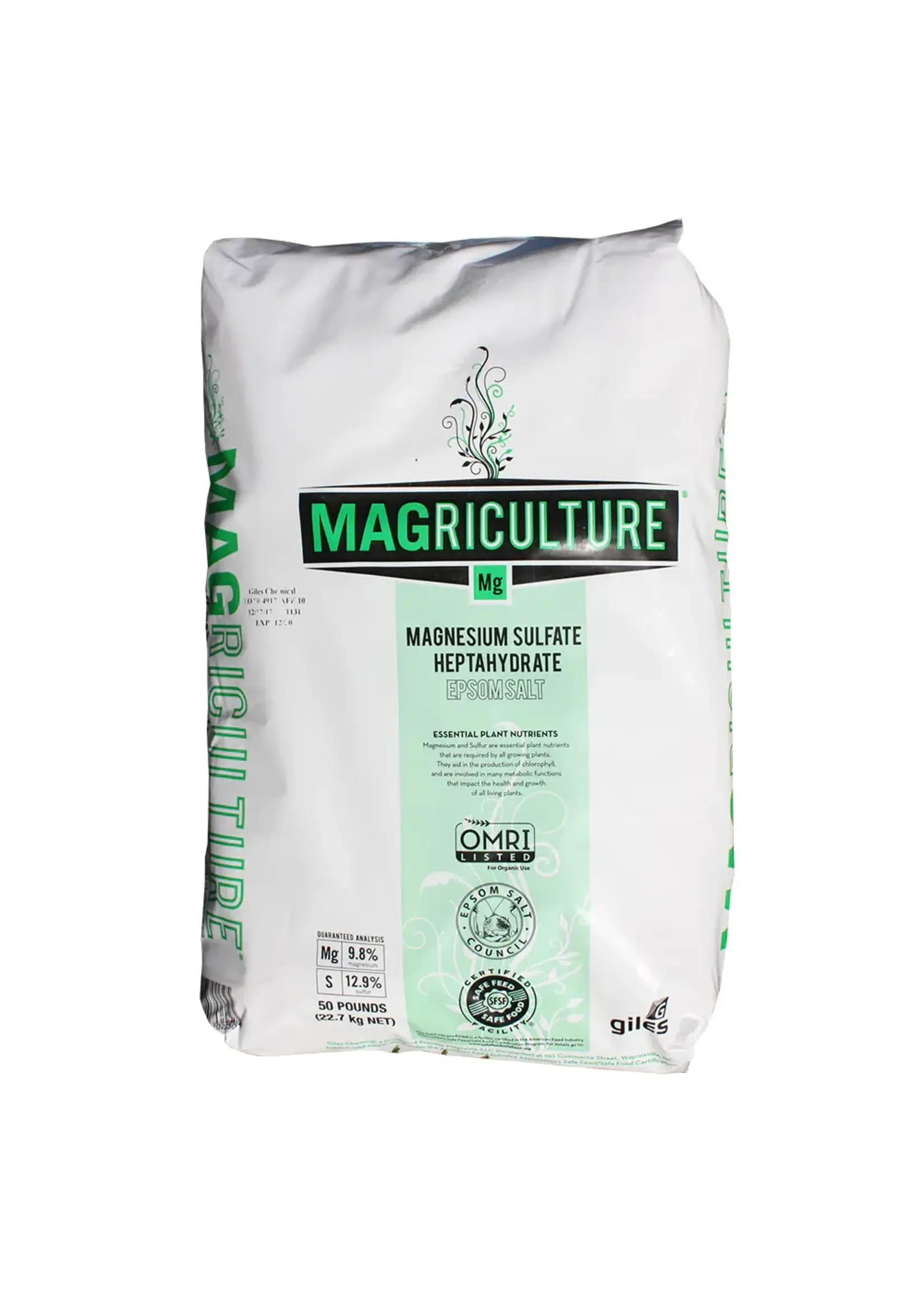 Giles Magriculture Magnesium Sulfate Epsom Salt 50LB